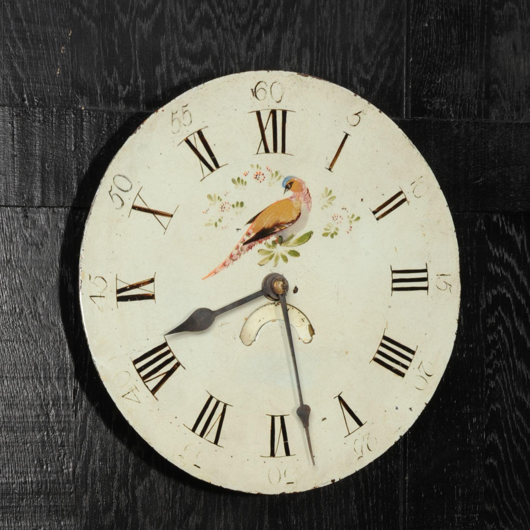 19th Century Antique English Iron Clock Dial Face, Bird, Fully Working