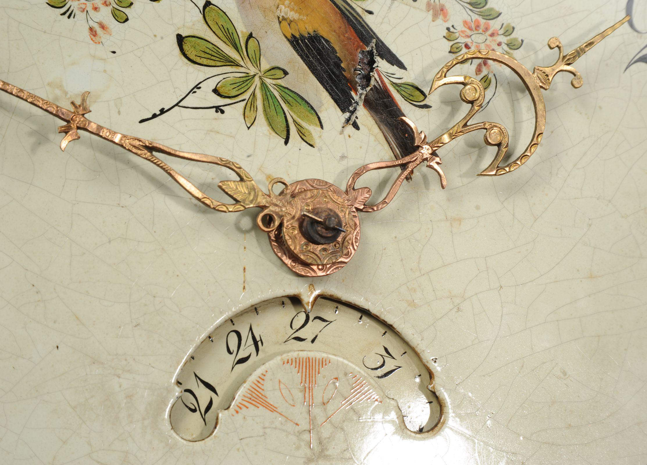 British Antique English Iron Clock Dial Face, Bird, Fully Working