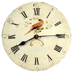 Antique English Iron Clock Dial Face, Bird, Fully Working