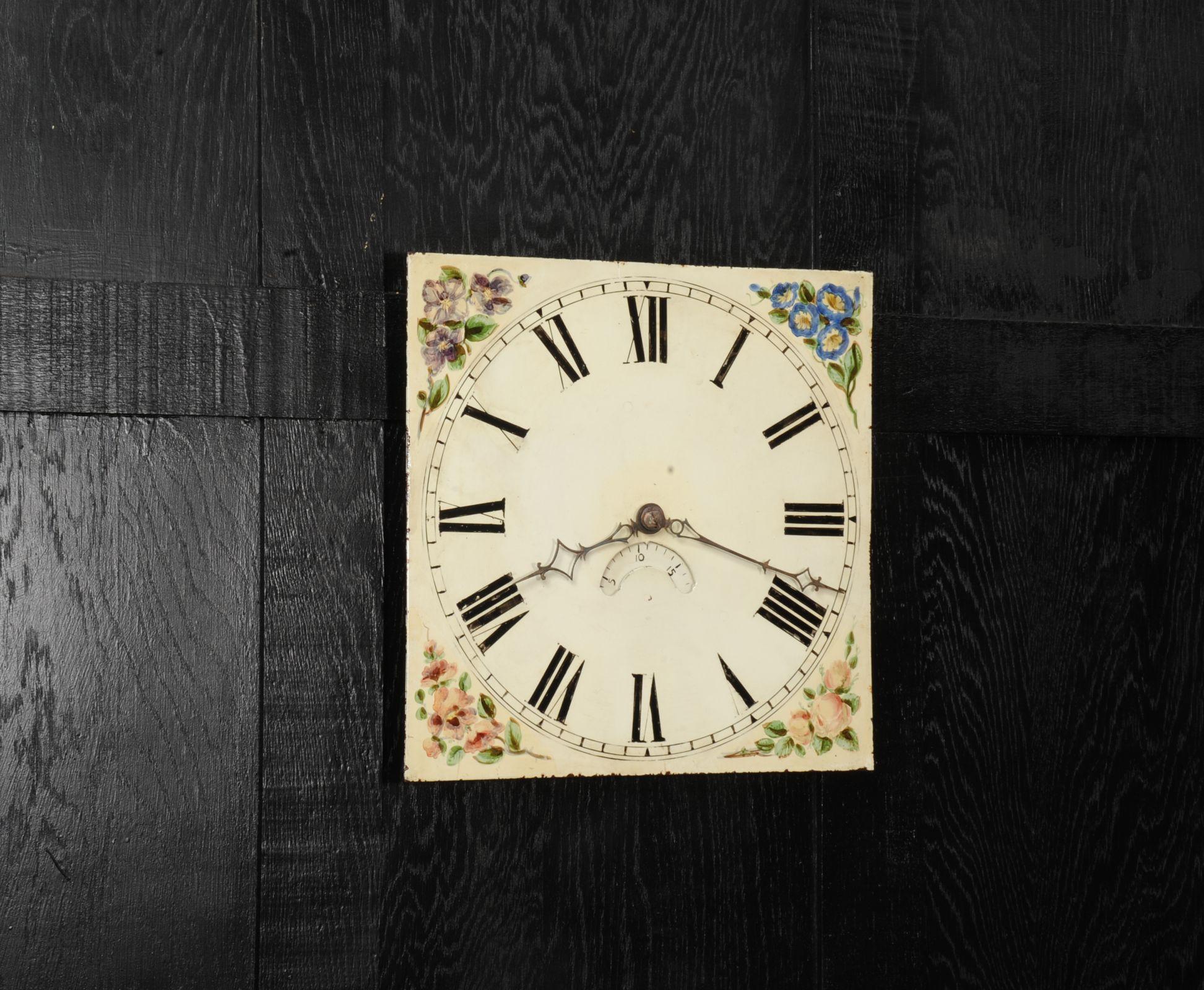 British Antique English Iron Clock Dial Face, Country Garden, Fully Working For Sale
