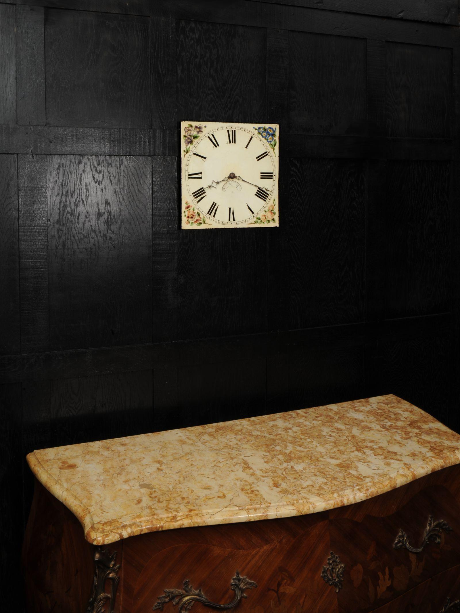 Antikes englisches Eisen-Uhr Zifferblatt, Landhausstil, voll funktionstüchtig im Zustand „Starke Gebrauchsspuren“ im Angebot in Belper, Derbyshire