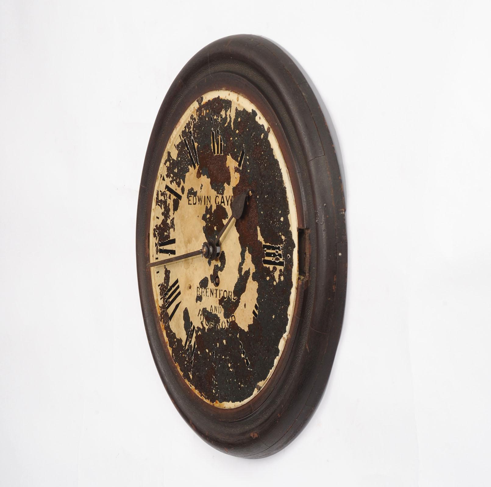 Antique English IRON Clock Dial Face Industrial EDWIN GAY RICHMOND Fully Working For Sale 4