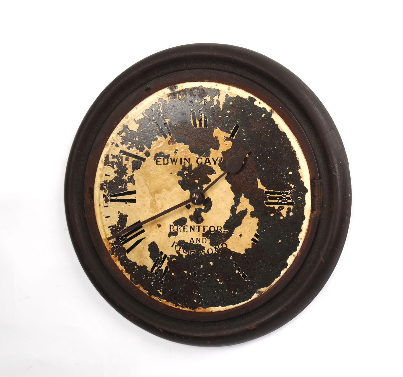 19th Century Antique English IRON Clock Dial Face Industrial EDWIN GAY RICHMOND Fully Working For Sale
