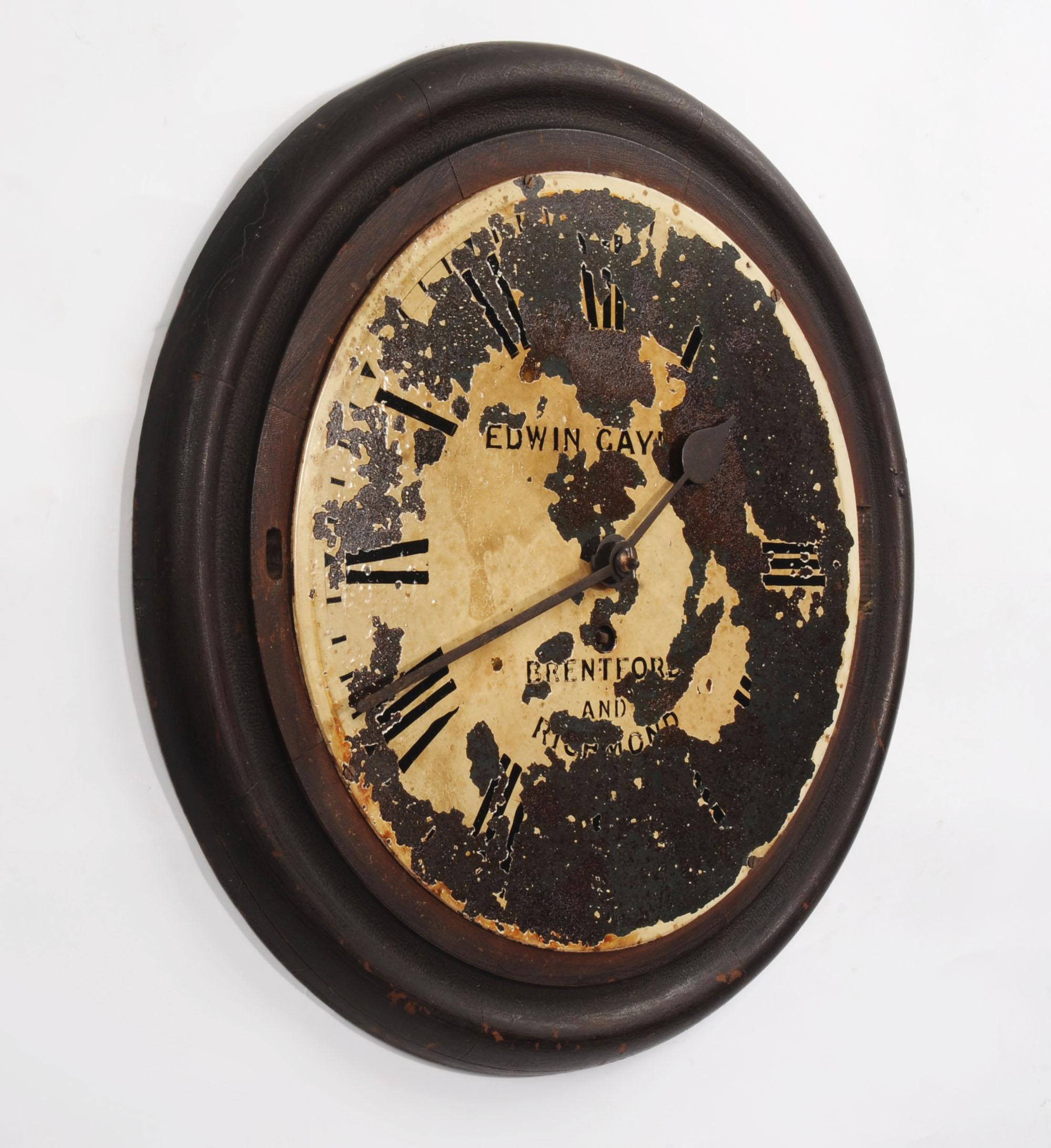 Iron Antique English IRON Clock Dial Face Industrial EDWIN GAY RICHMOND Fully Working For Sale