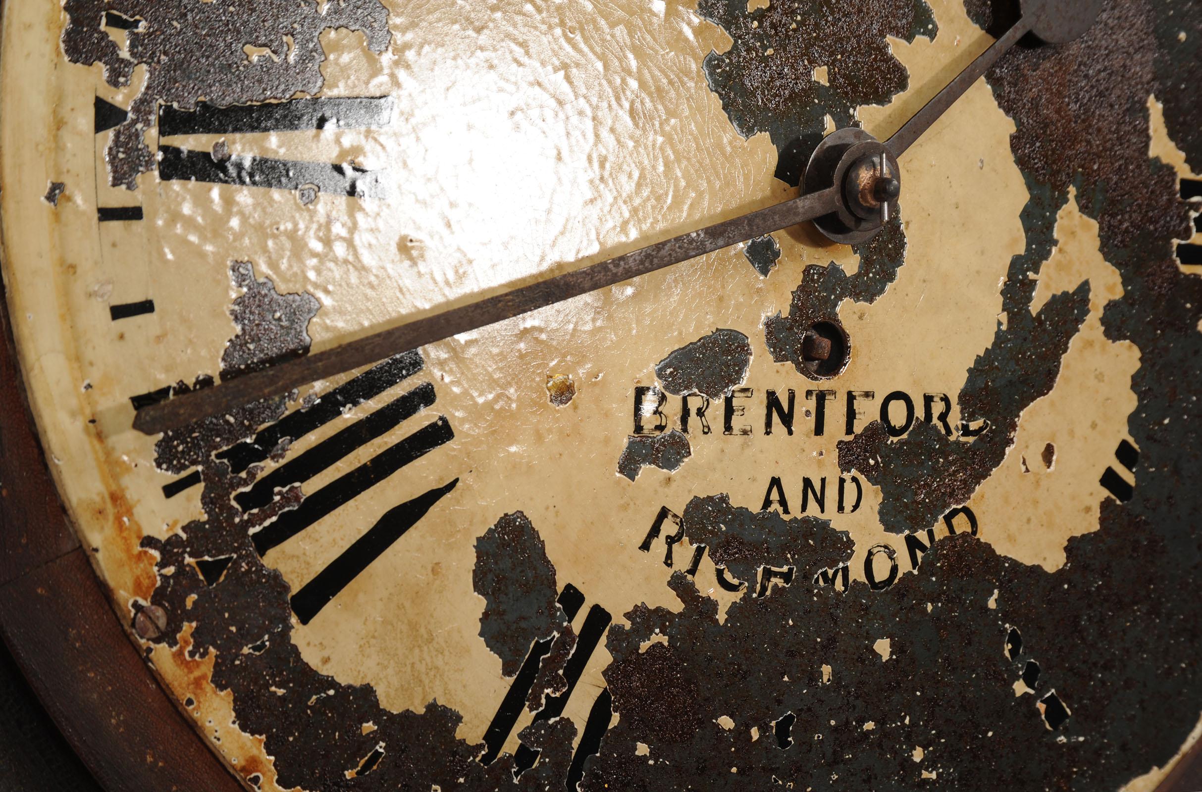 Antique English IRON Clock Dial Face Industrial EDWIN GAY RICHMOND Fully Working For Sale 2