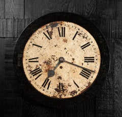 Antikes englisches Eisen-Uhr Zifferblatt Zifferblatt, voll funktionsfähig