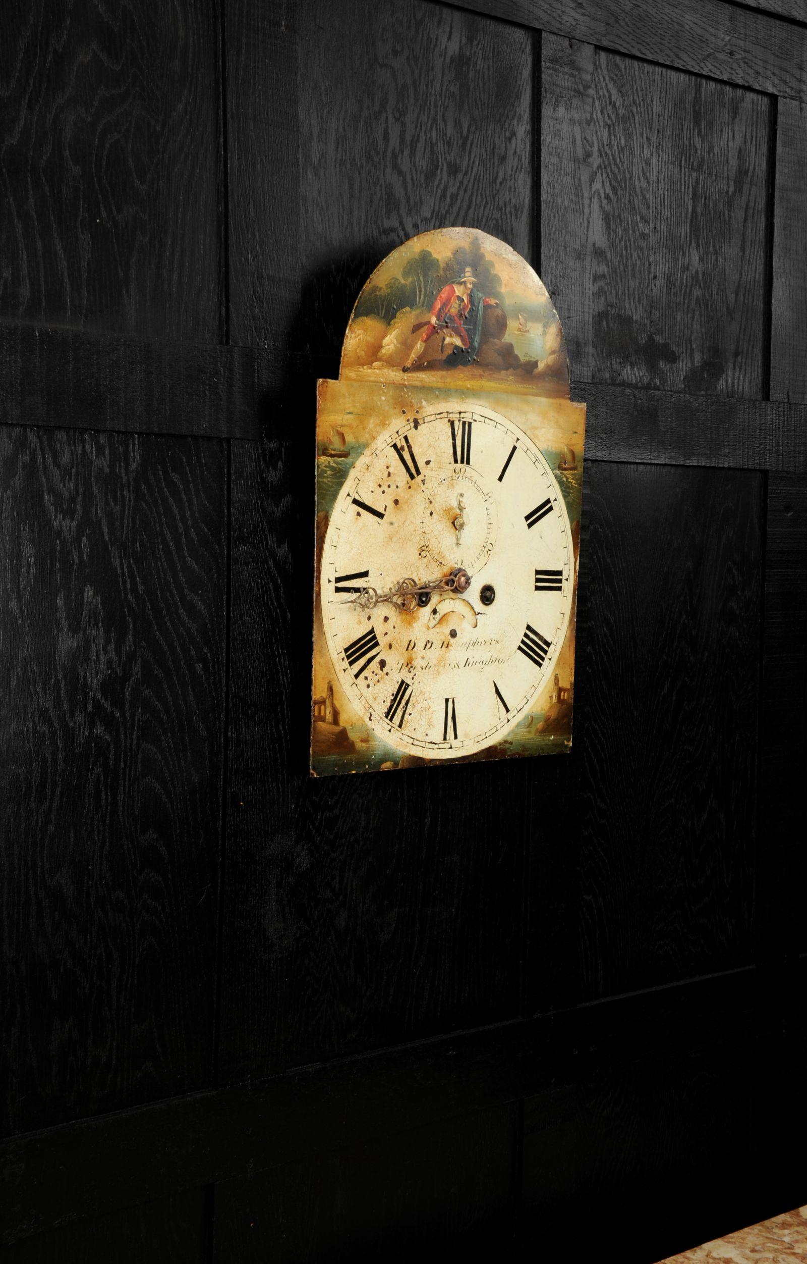 Antique English Iron Clock Dial Face, Smuggler, Fully Working with Seconds Hand For Sale 2