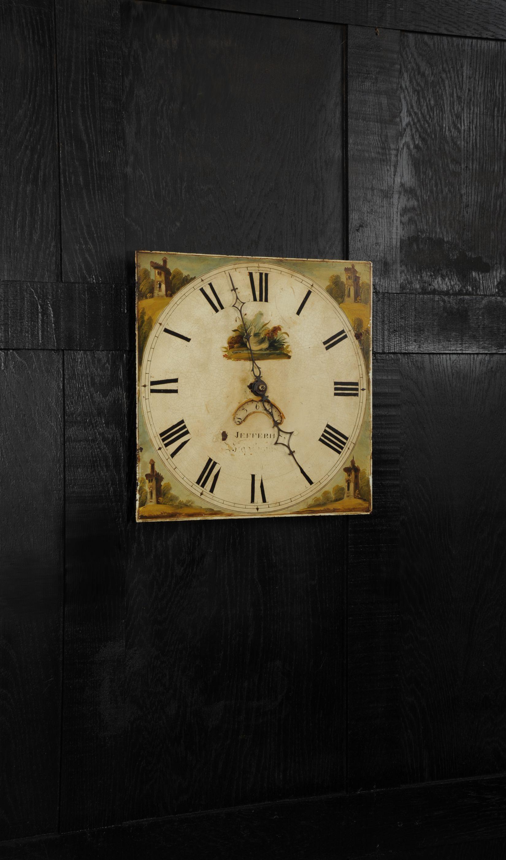 Folk Art Antique English Iron Clock Dial Face, Swan, Fully Working
