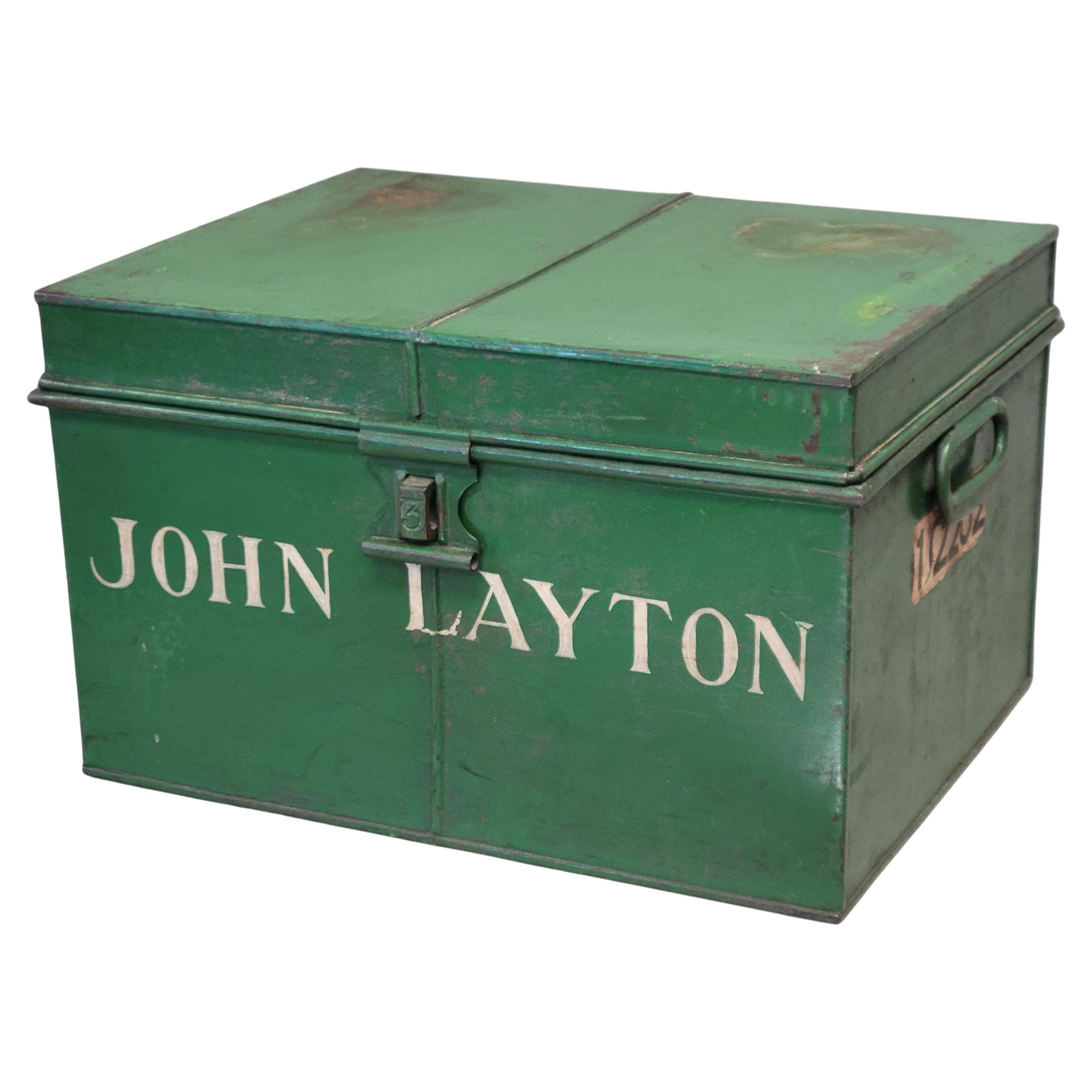 Antique English Iron Milner's Strong Box With Inscription (RL)