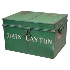 Antique English Iron Milner's Strong Box With Inscription (RL)
