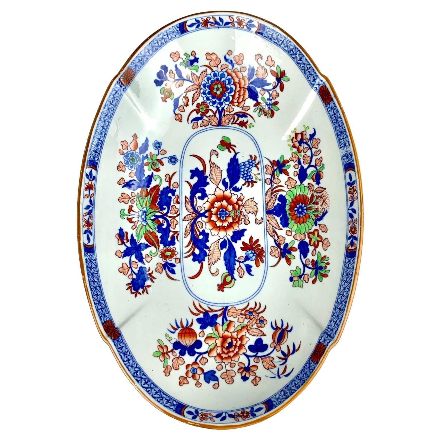 Antike englische Eisensteinschale aus Eisenstein, dekoriert in der Imari-Palette, um 1830