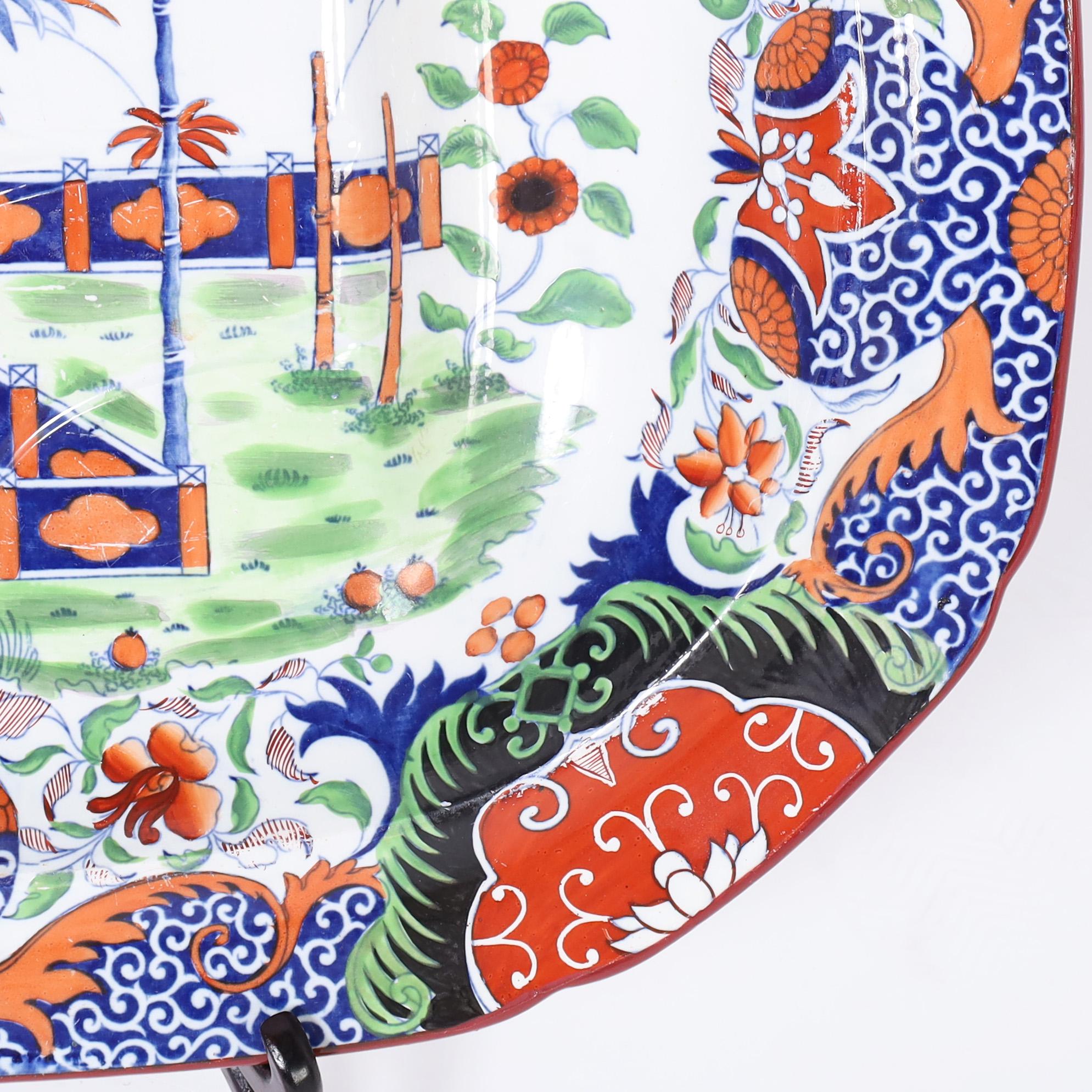 Victorian Antique English Ironstone Chinoiserie Platter For Sale