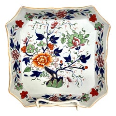 Antique English Ironstone Stevenson & Williams Imari Square Dessert Dish