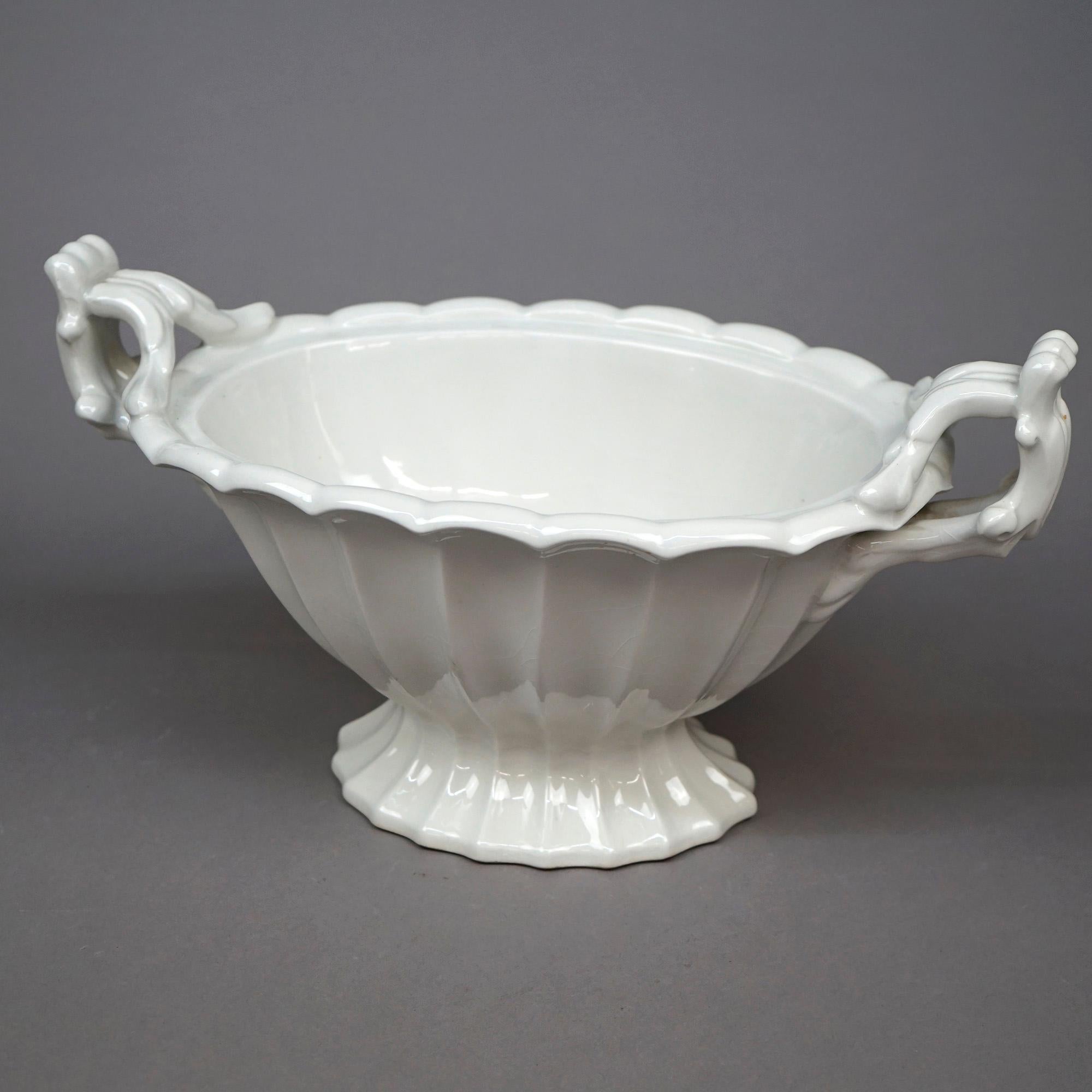 Antique English Ironstone Tureen with Tray Circa 1920 In Good Condition In Big Flats, NY