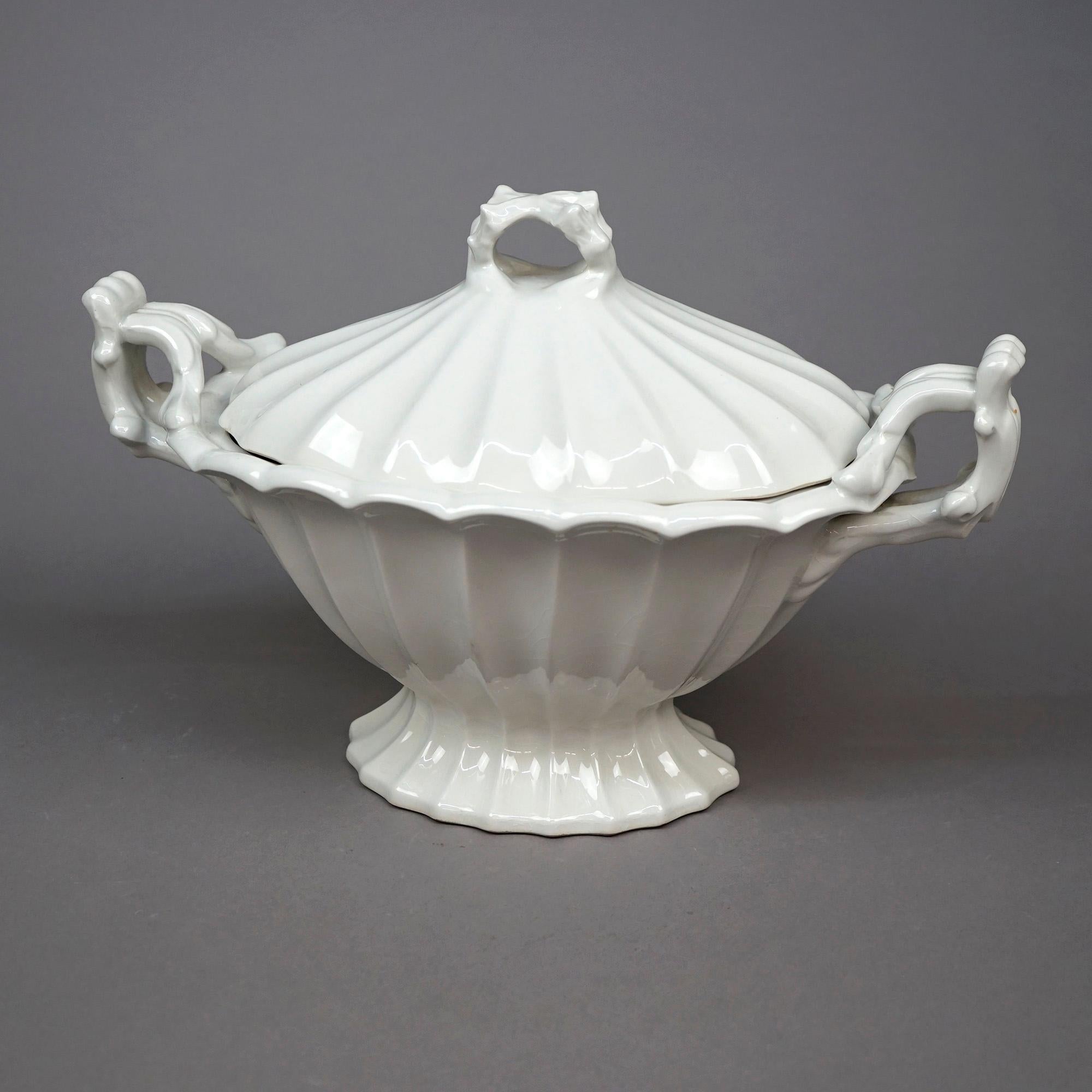 20th Century Antique English Ironstone Tureen with Tray Circa 1920