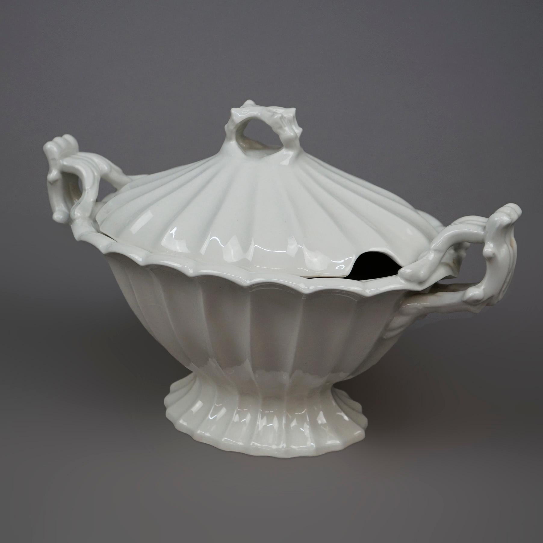 Antique English Ironstone Tureen with Tray Circa 1920 1