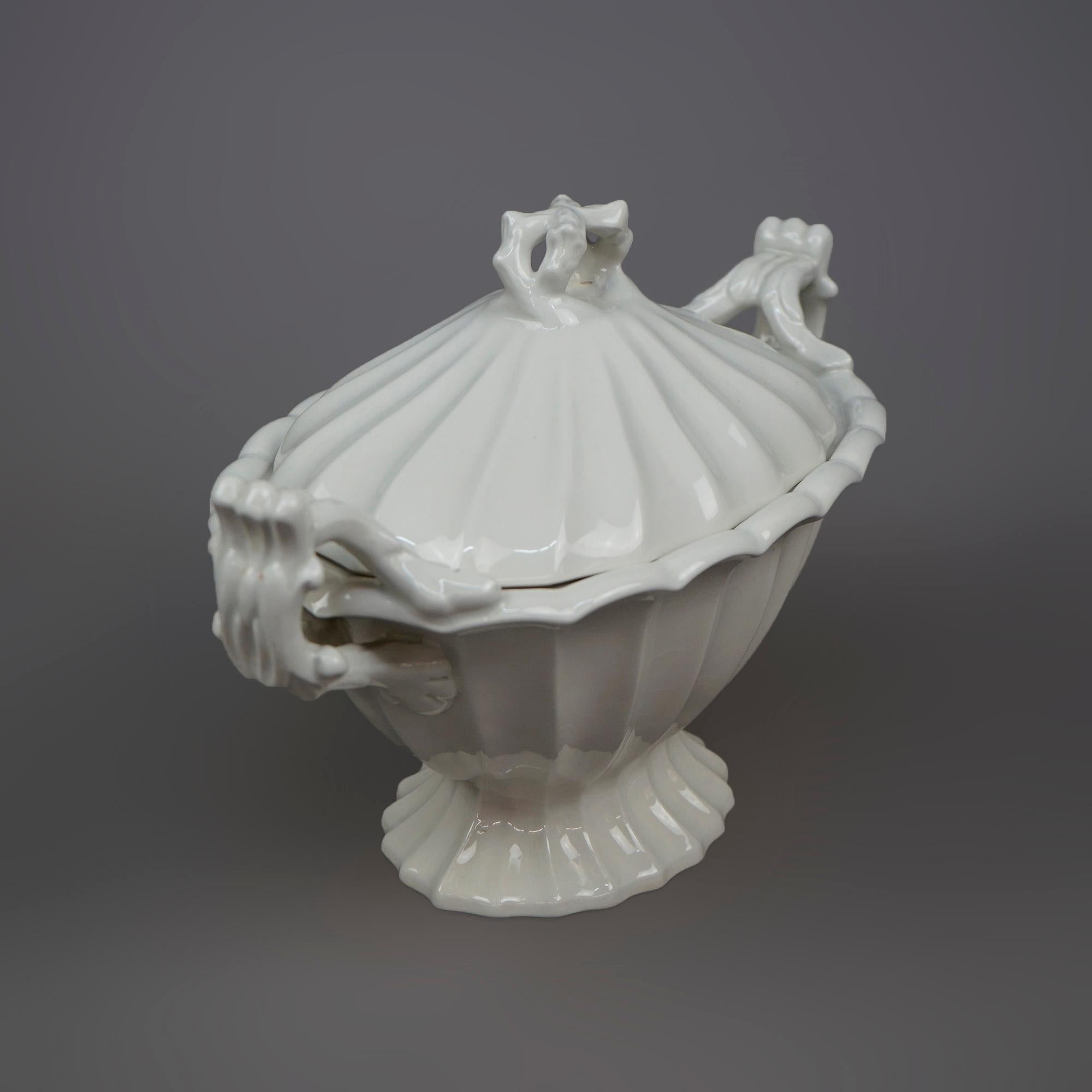 Antique English Ironstone Tureen with Tray Circa 1920 2