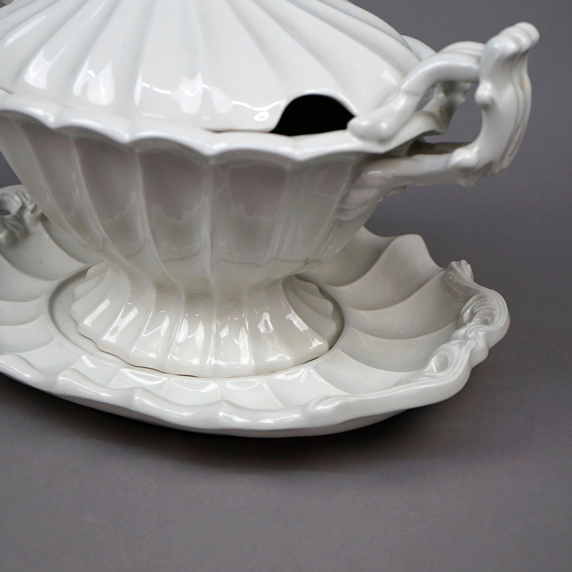 Antique English Ironstone Tureen with Tray Circa 1920 3