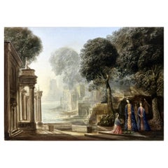 Aquarelle d'antiquités anglaise italienne encadrée attribuée à Harold Hitchcock George Stubbs