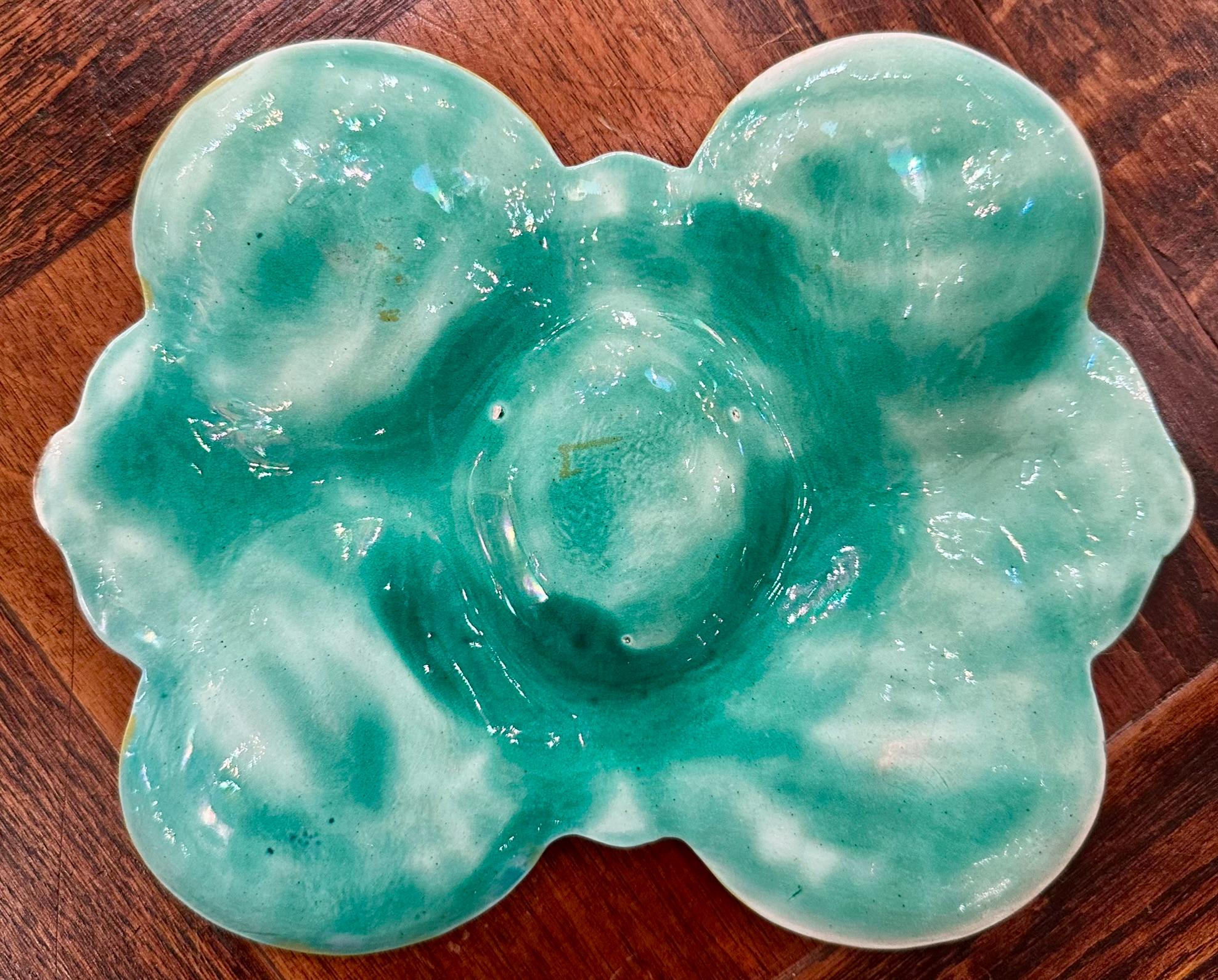 Antique English J. Holdcroft Porcelain Pond Lily Design Oyster Plate, Circa 1890 For Sale 2