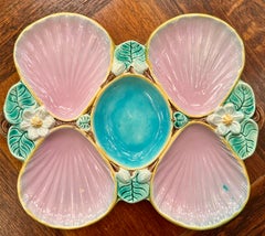 Antique English J. Holdcroft Porcelain Pond Lily Design Oyster Plate, Circa 1890