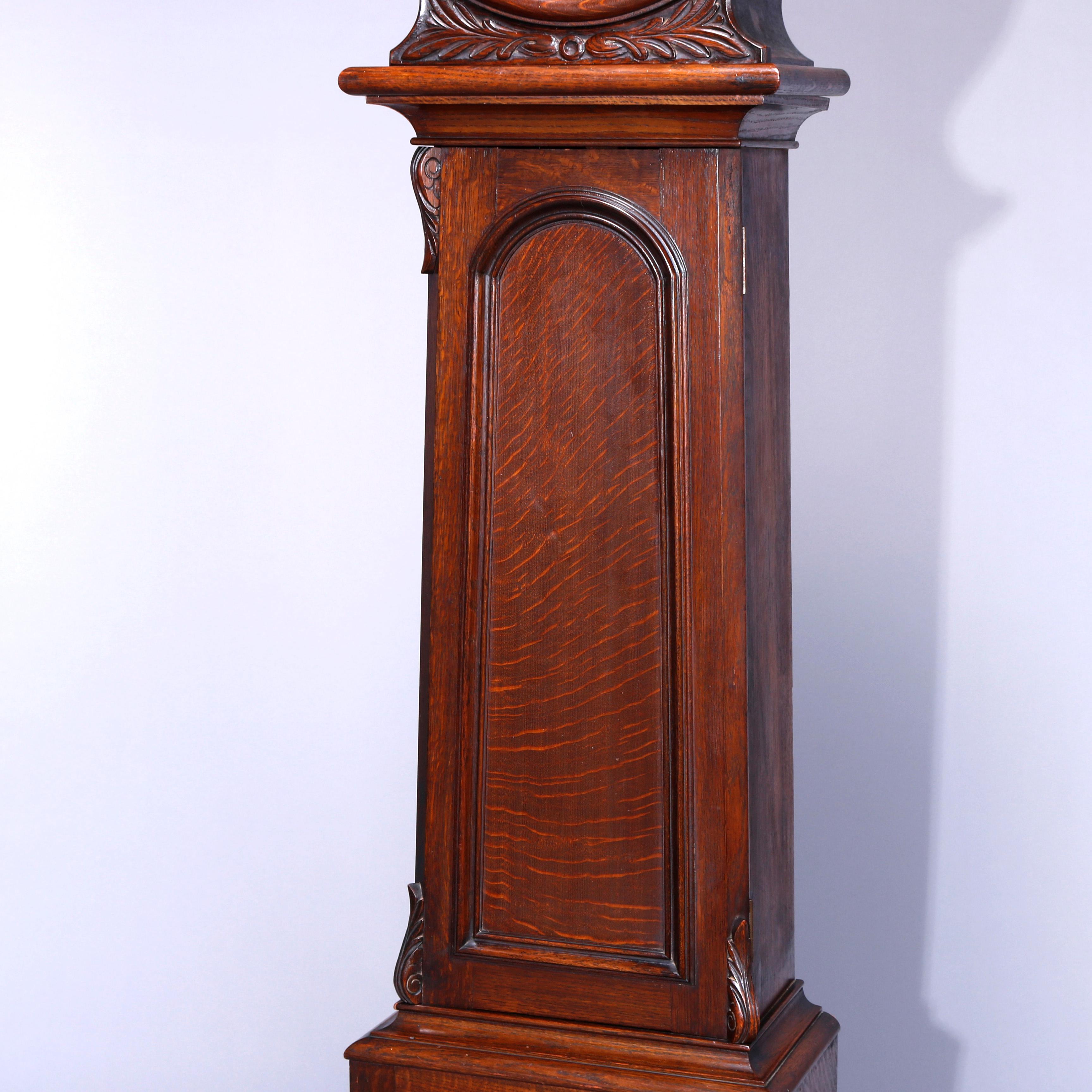 Antique English J Maurer, Ennis Oak Weight Driven Tall Case Clock, c1860 4