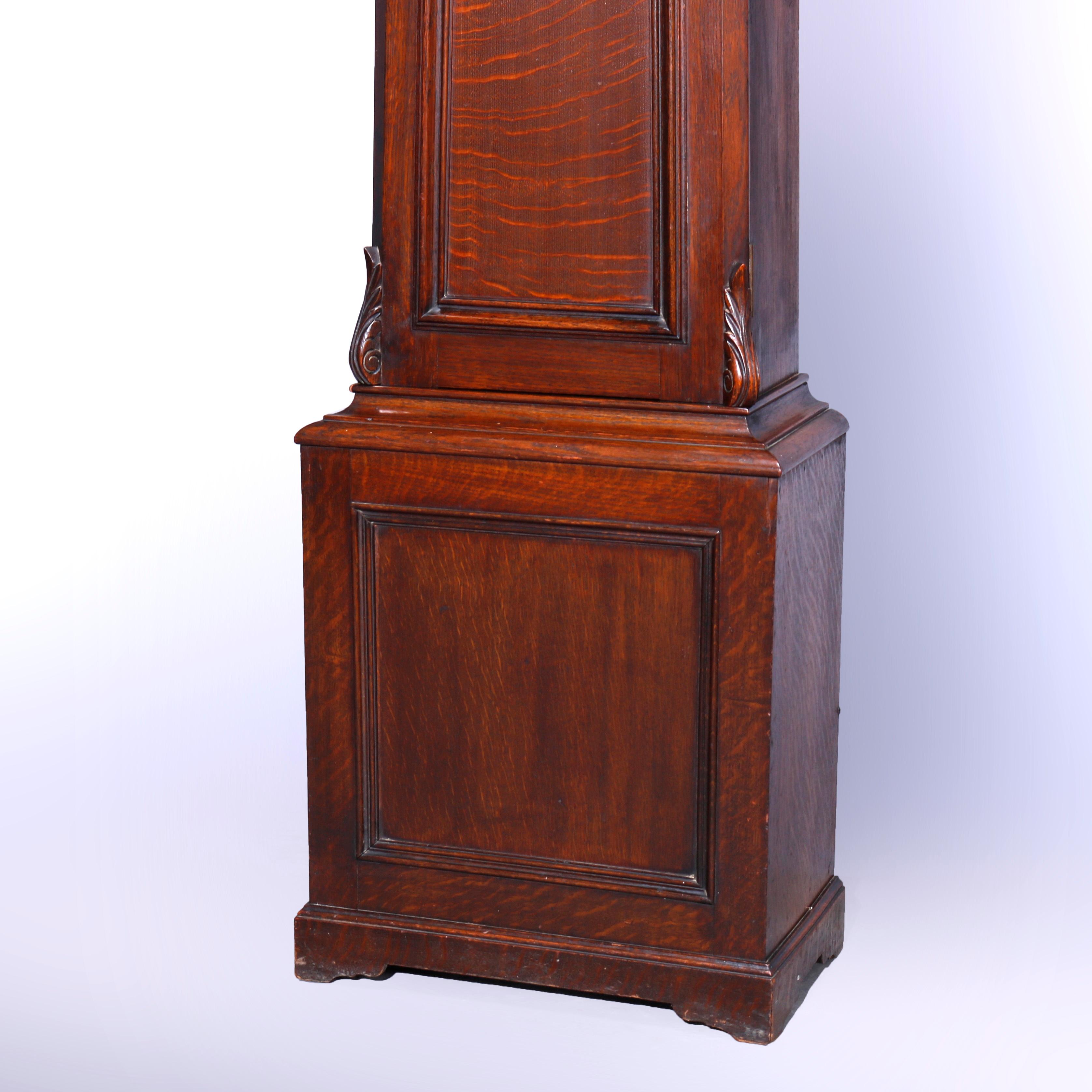 Antique English J Maurer, Ennis Oak Weight Driven Tall Case Clock, c1860 5