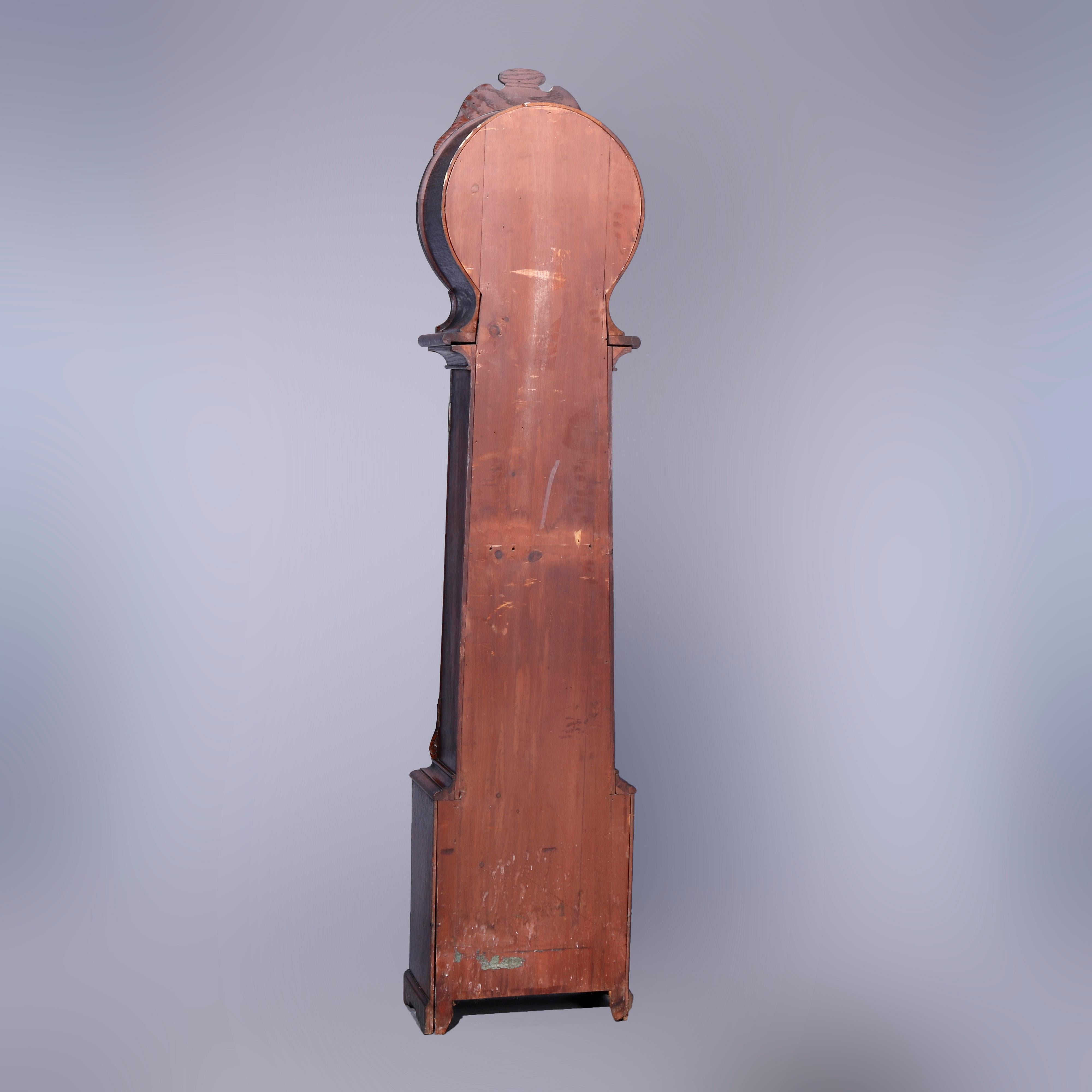 Antique English J Maurer, Ennis Oak Weight Driven Tall Case Clock, c1860 10