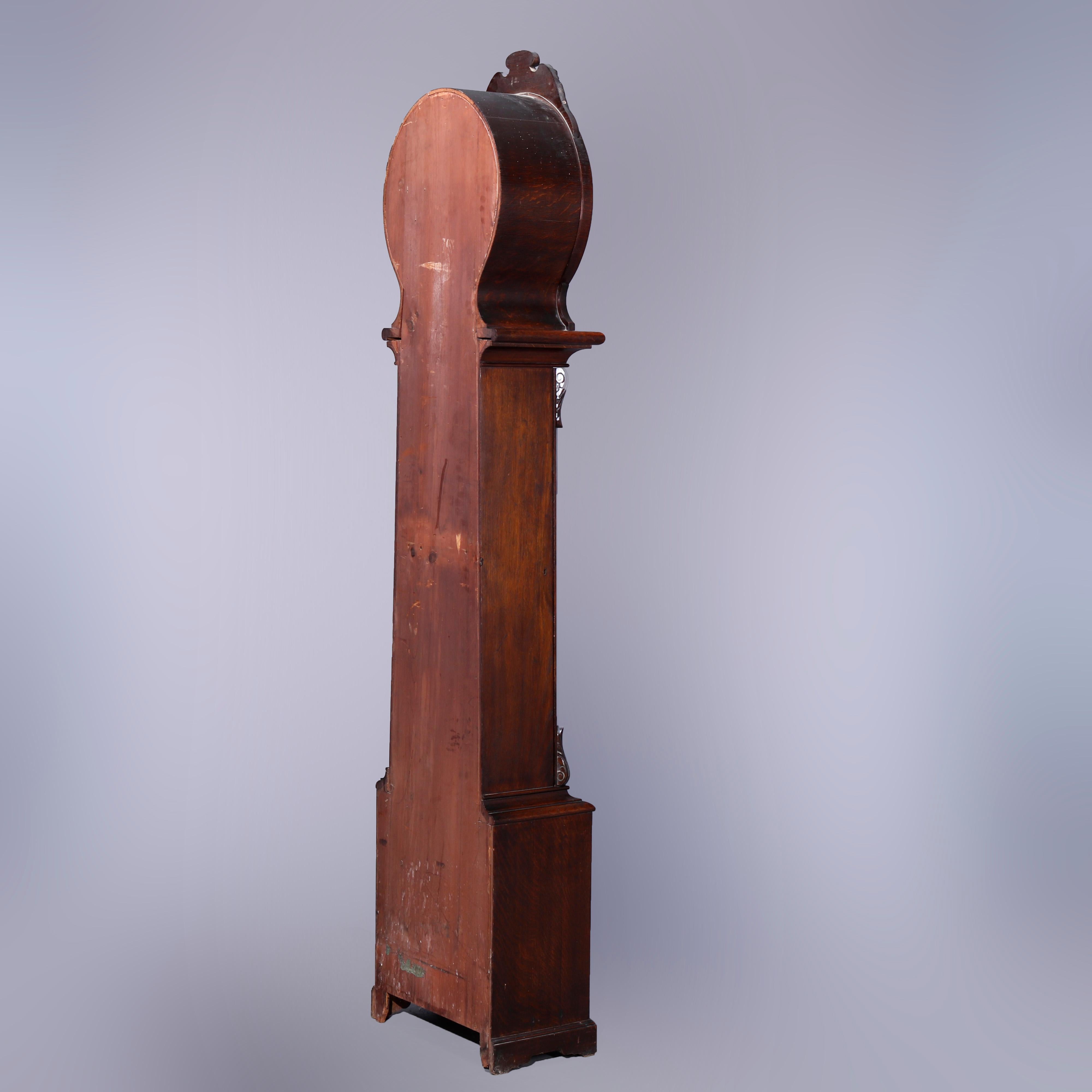 Antique English J Maurer, Ennis Oak Weight Driven Tall Case Clock, c1860 13
