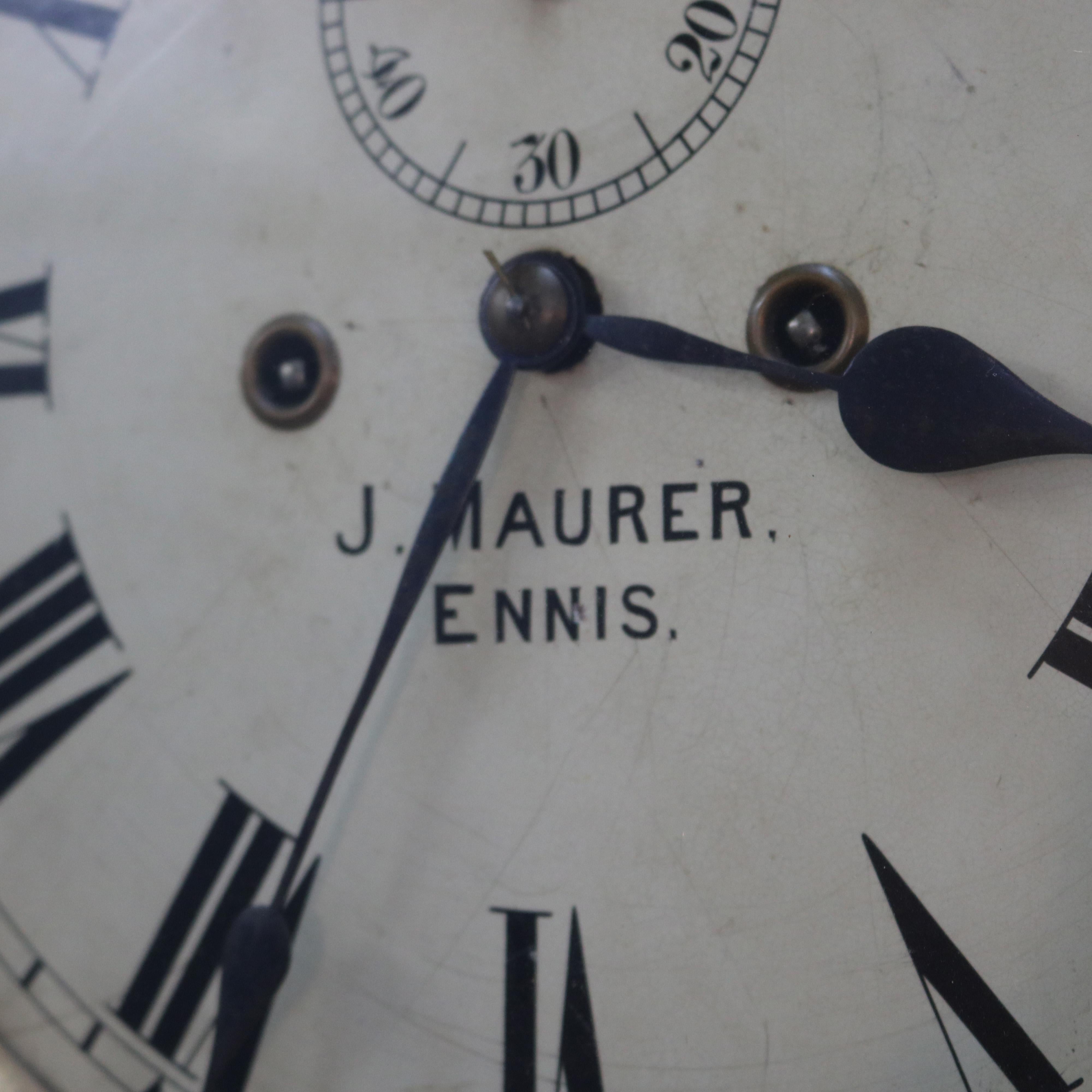 Antique English J Maurer, Ennis Oak Weight Driven Tall Case Clock, c1860 2