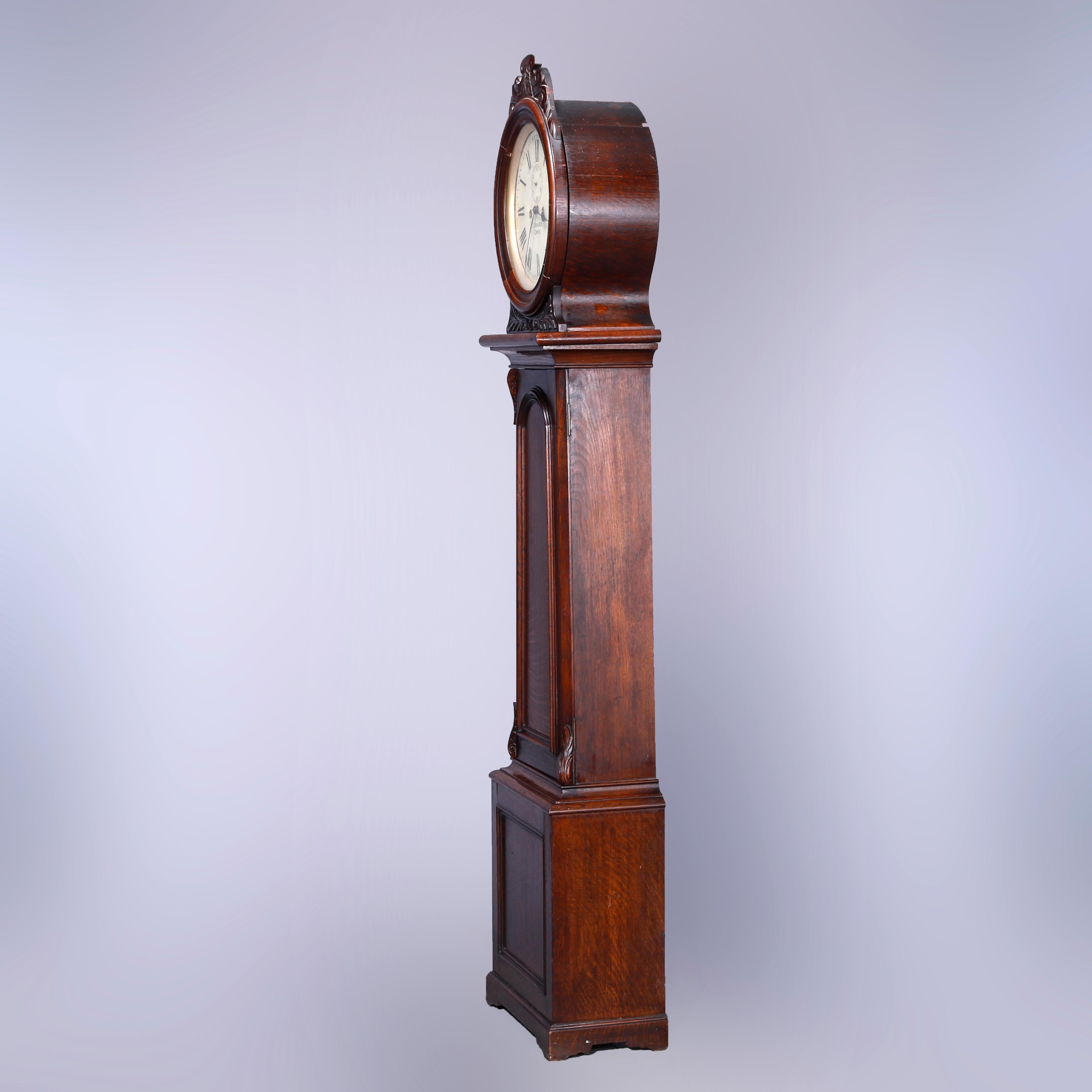 Antique English J Maurer, Ennis Oak Weight Driven Tall Case Clock, c1860 3