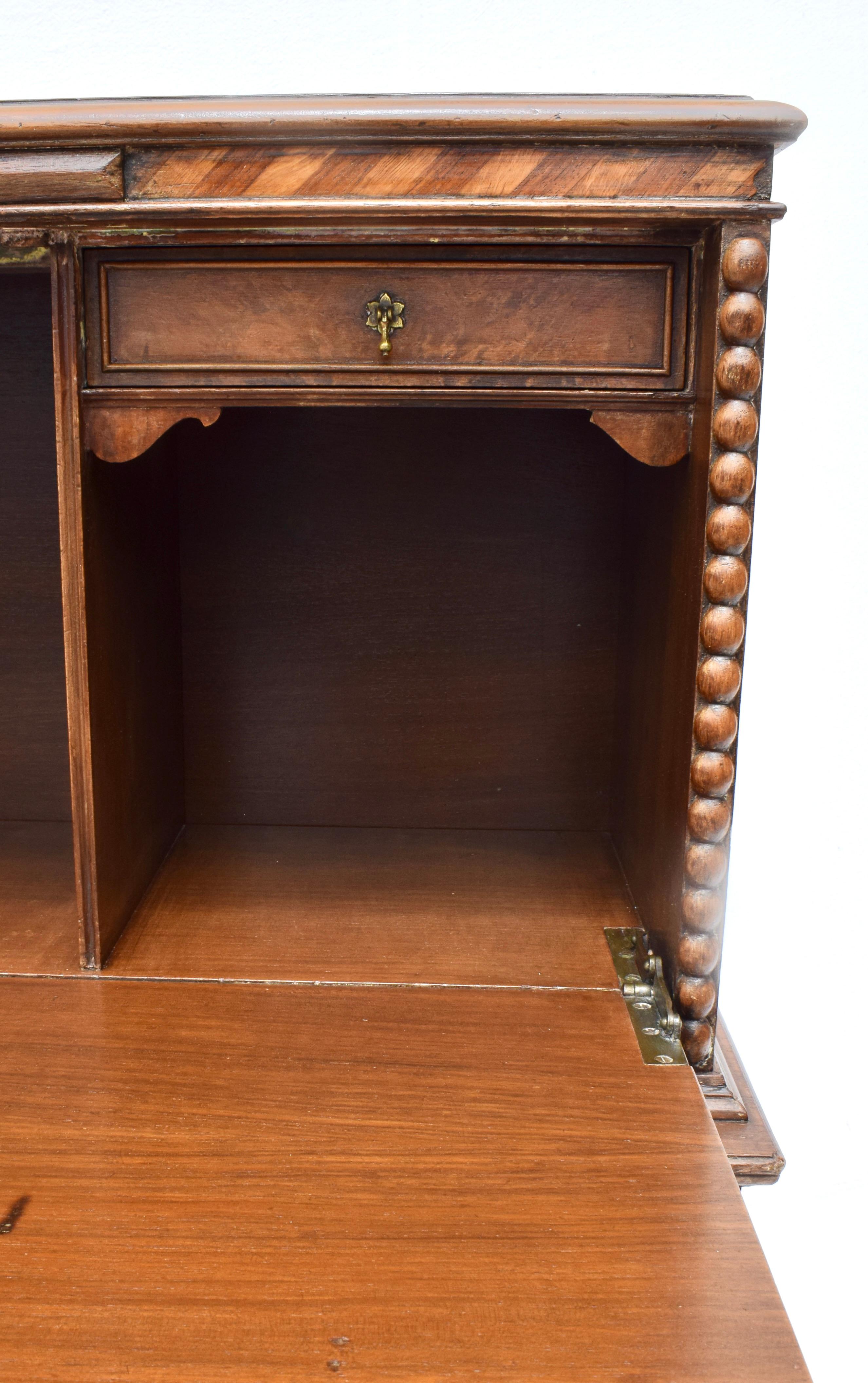 Antique English Jacobean Carved Burl & Mixed Wood Bar Cabinet Circa 1920s For Sale 5