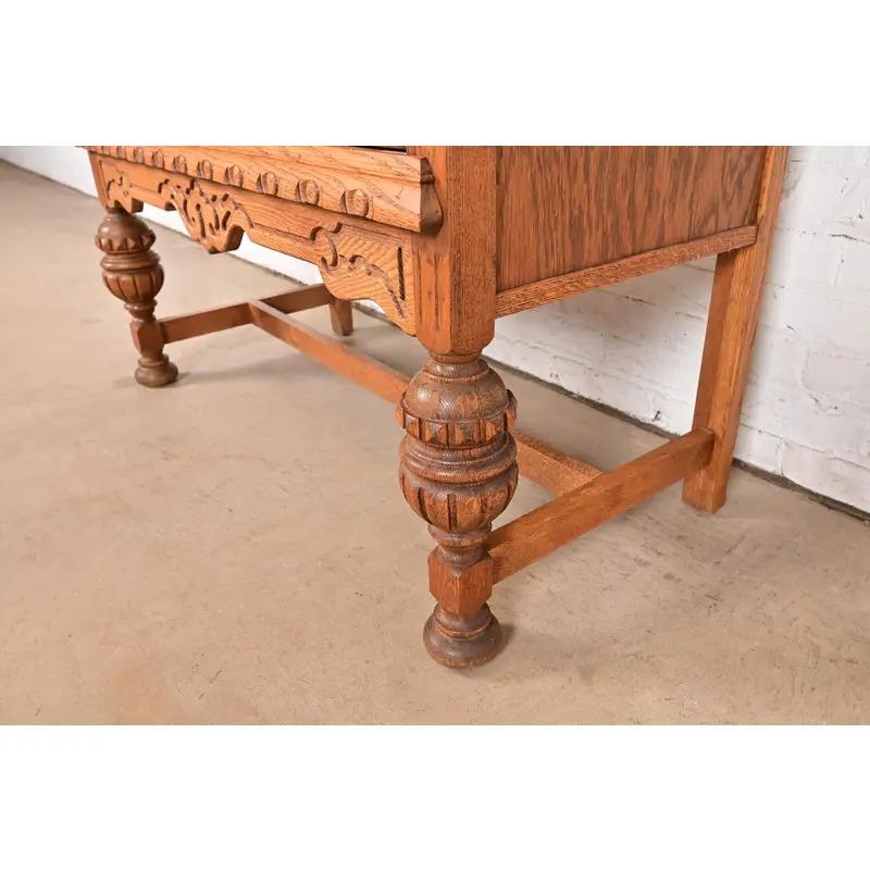 Antiker englischer jakobinischer Barschrank aus geschnitzter Eiche und Wurzelholz, CIRCA 1920 im Angebot 2