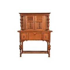 Antico mobile bar giacobino inglese in quercia intagliata, CIRCA 1920