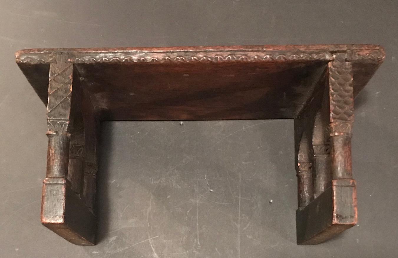 Antique English Jacobean Carved Oak Miniature Footstool 13