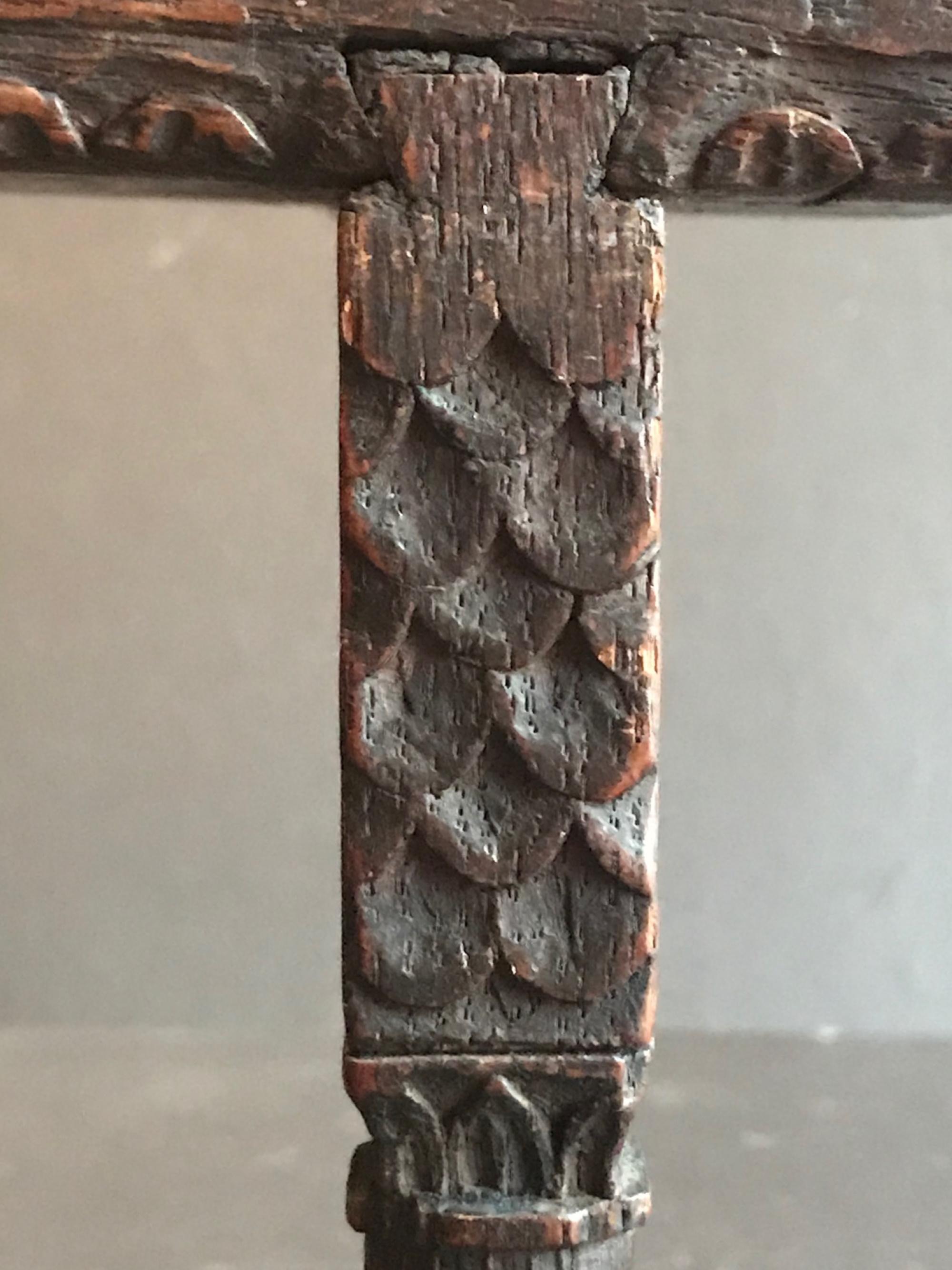 Antique English Jacobean Carved Oak Miniature Footstool 4
