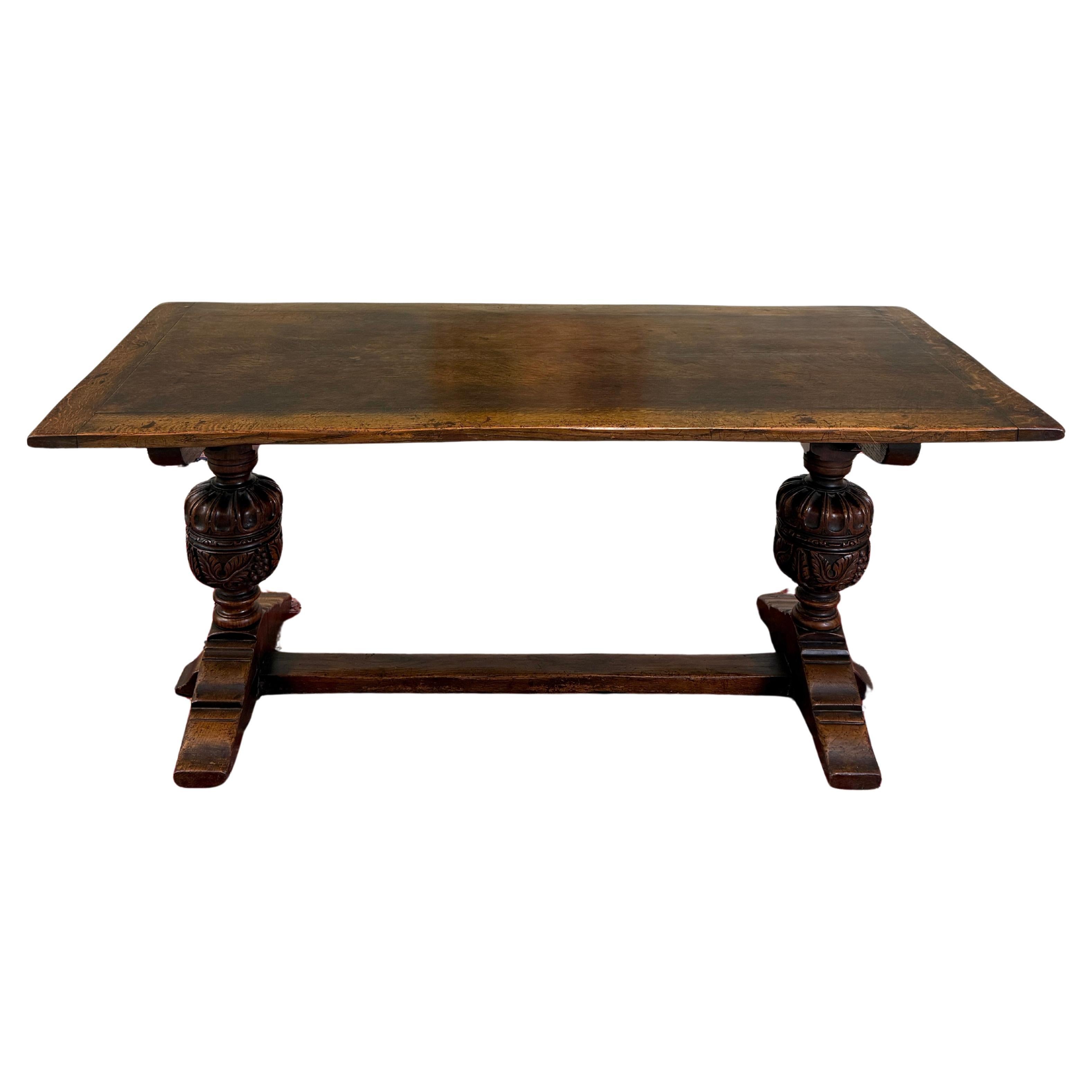 Antique English Jacobean Dining Table Breakfast Table Oak 6
 Wide c.1920s-30s For Sale