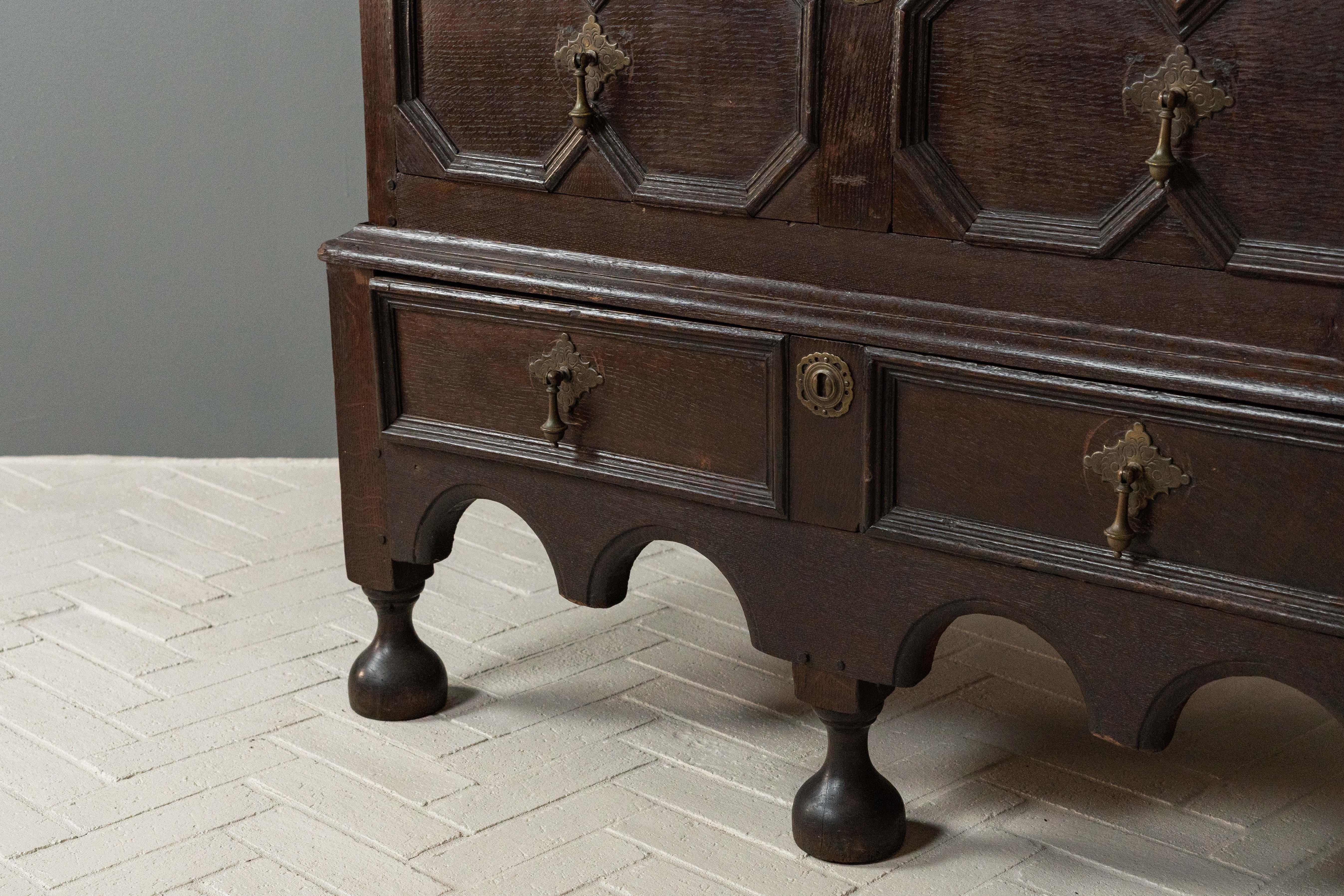 Antique English Jacobean Oak Chest For Sale 5