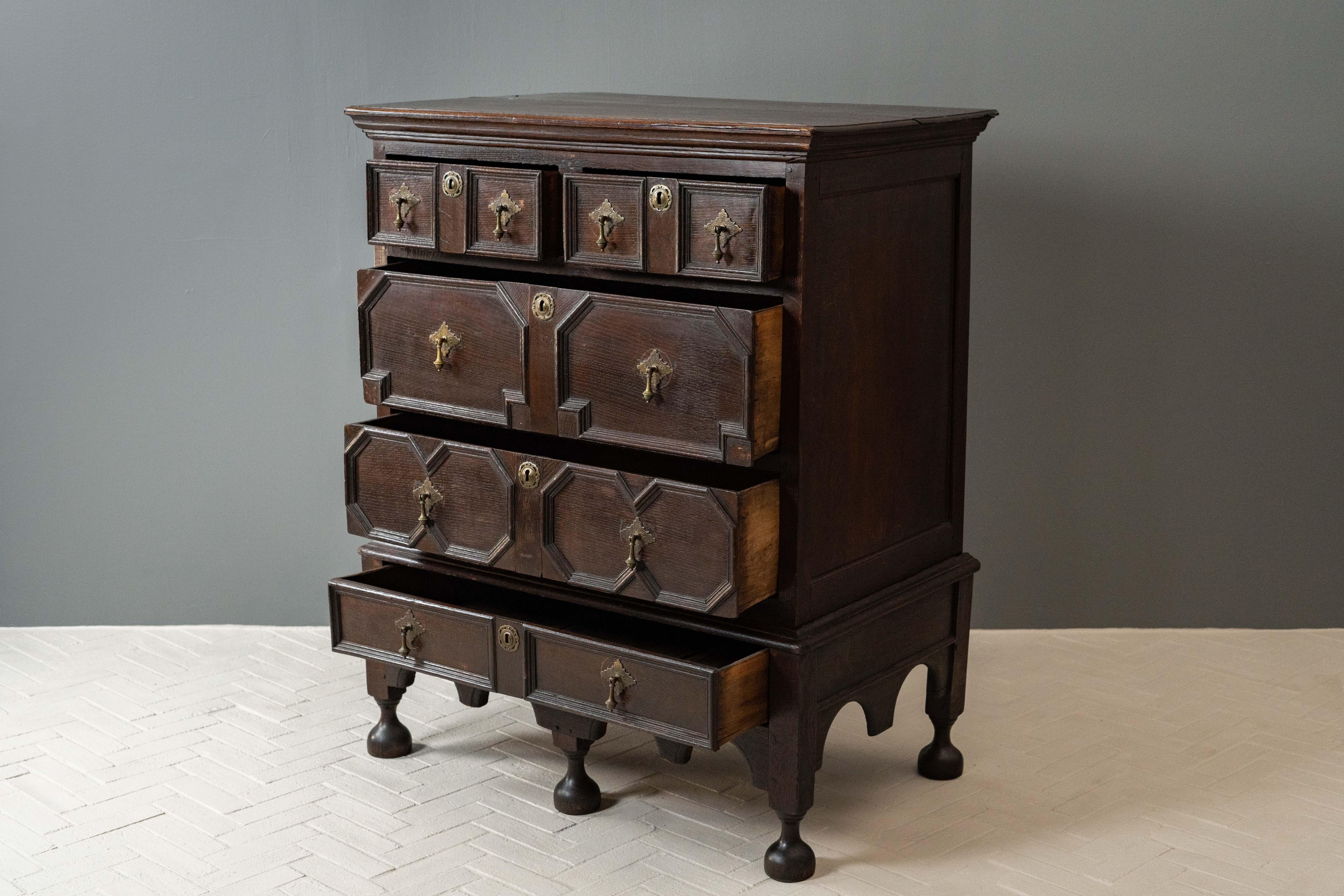 Antique English Jacobean Oak Chest For Sale 8