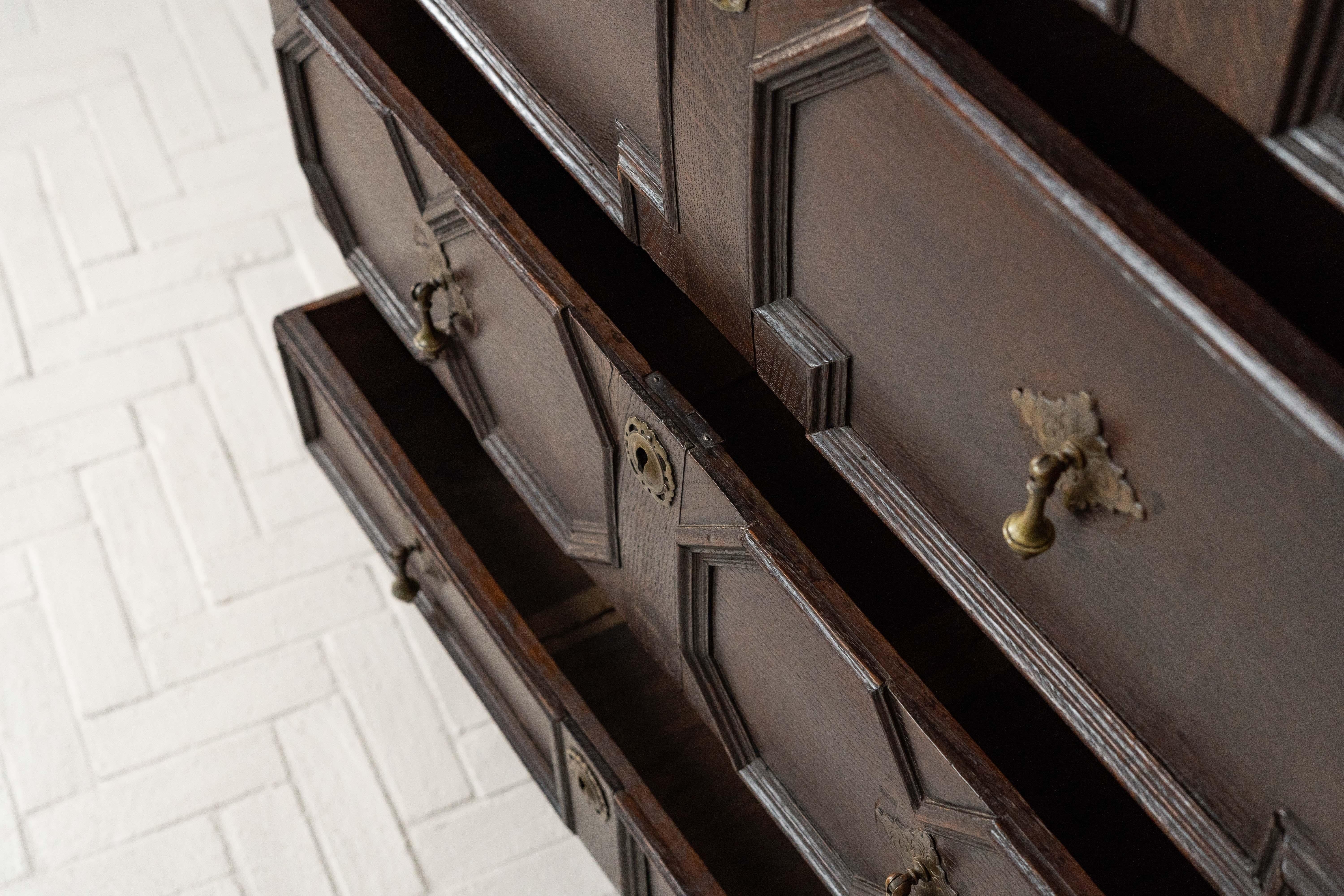 Antique English Jacobean Oak Chest For Sale 10