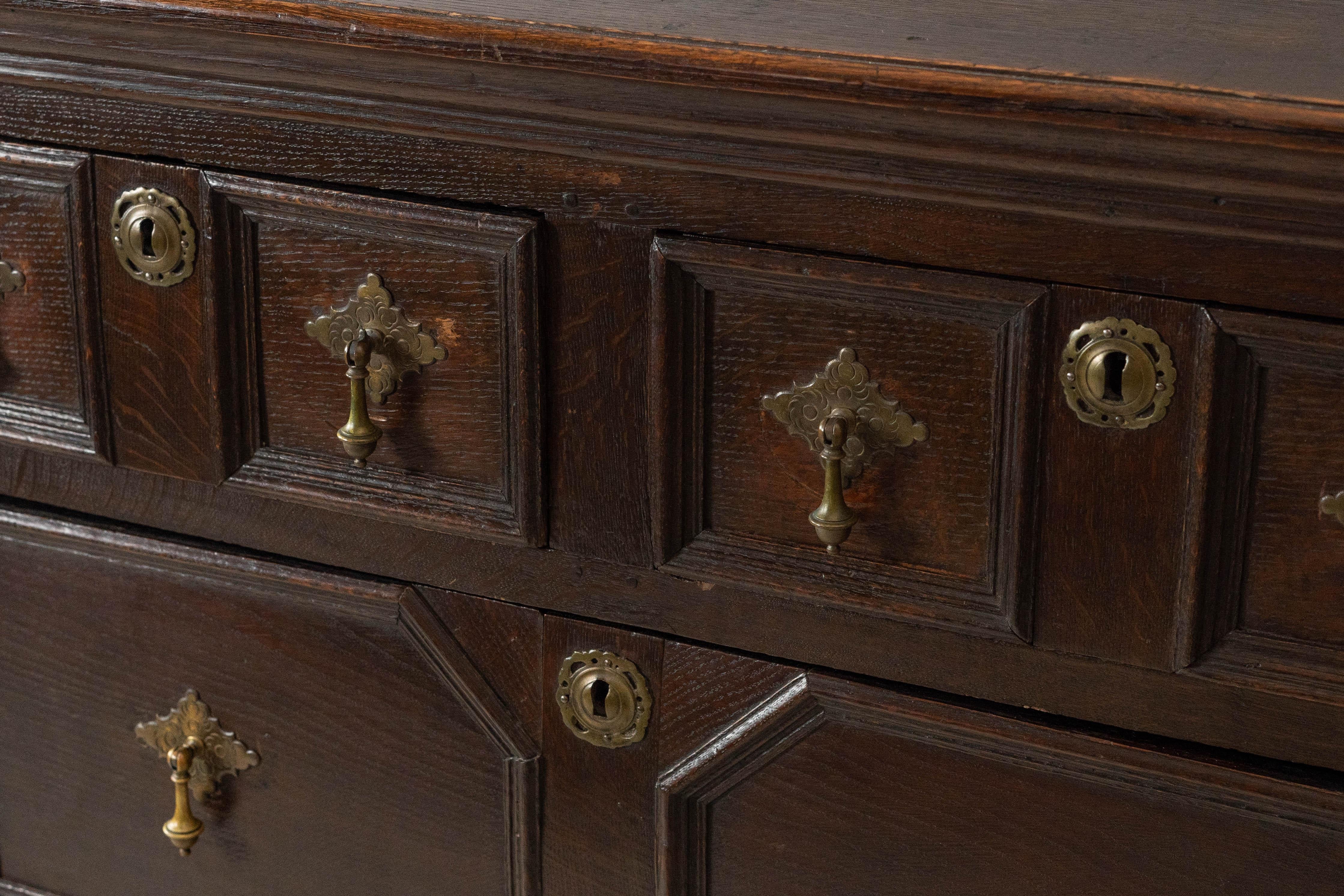 17th Century Antique English Jacobean Oak Chest For Sale