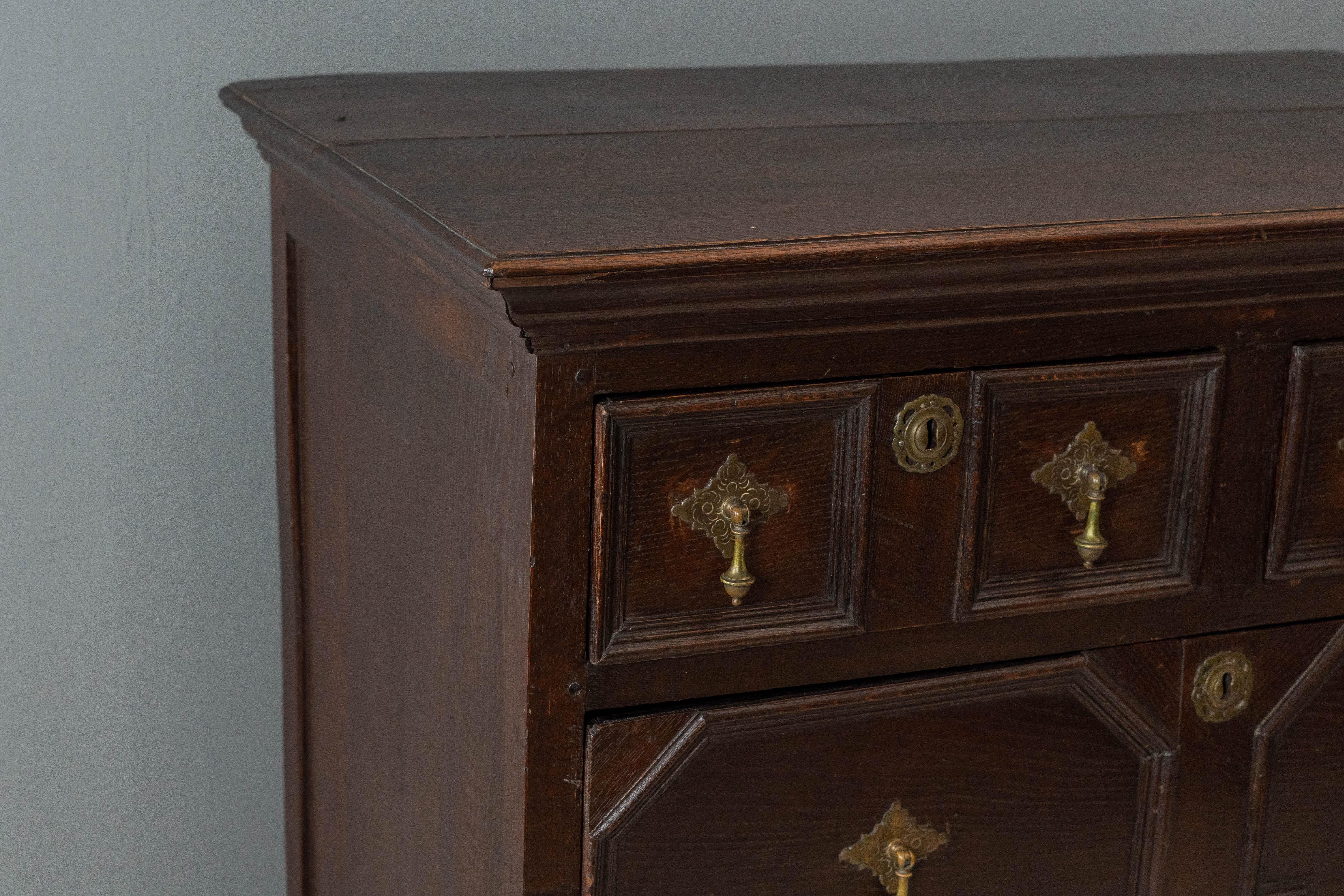 Antique English Jacobean Oak Chest For Sale 2