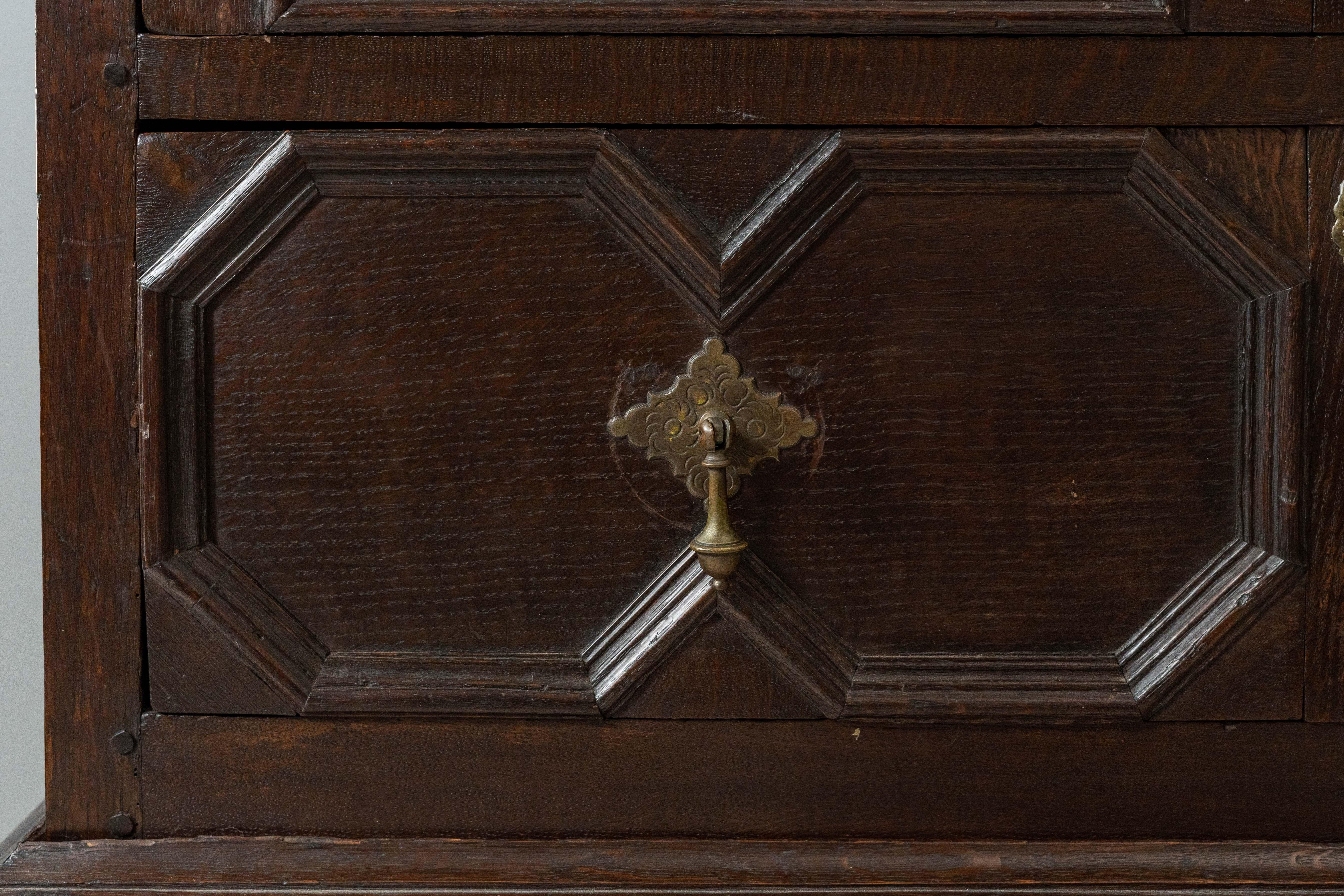 Antique English Jacobean Oak Chest For Sale 3