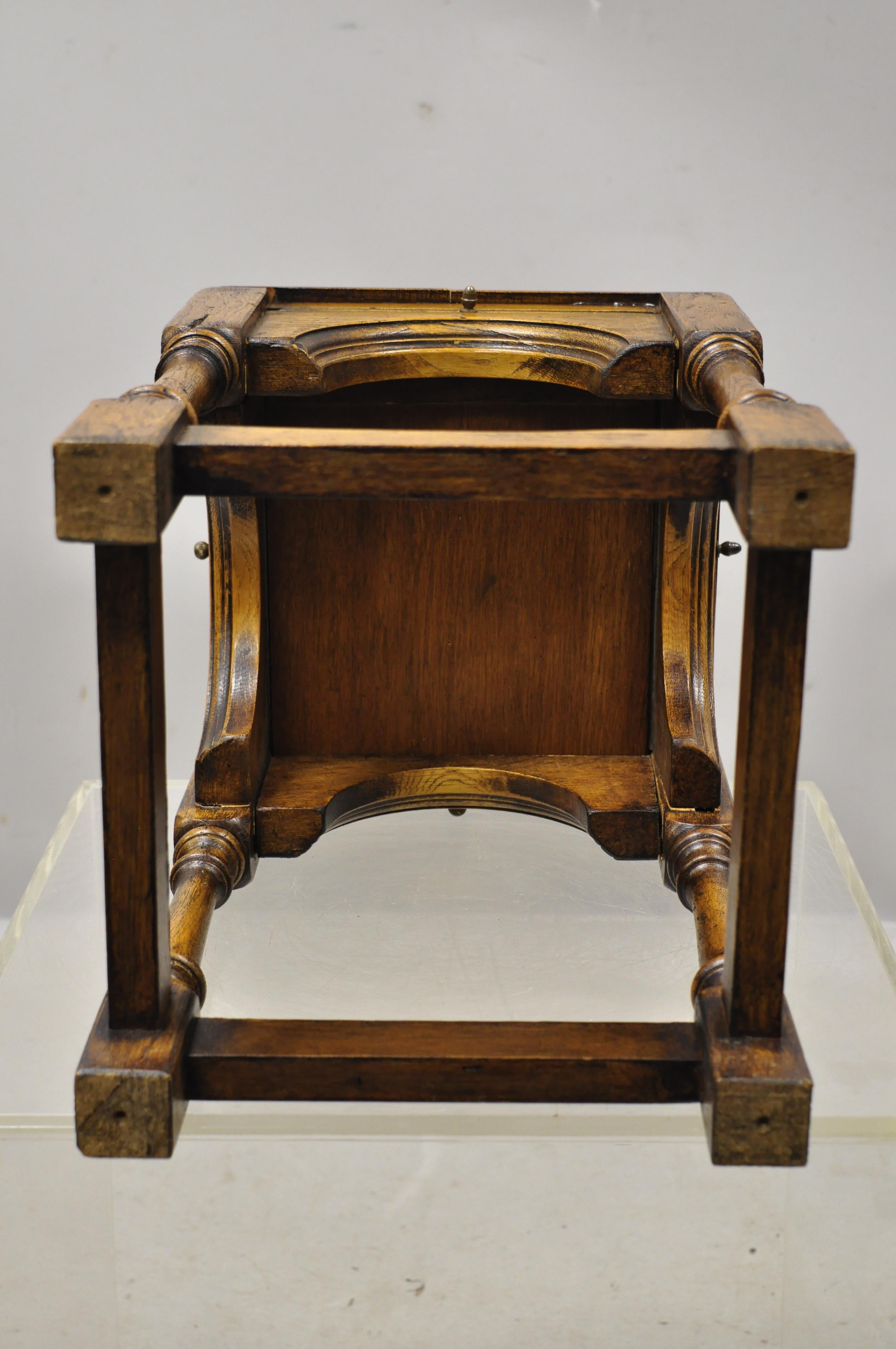 English Jacobean Oak Wood Small Accent Side Table with 4 Pullout Surfaces 5