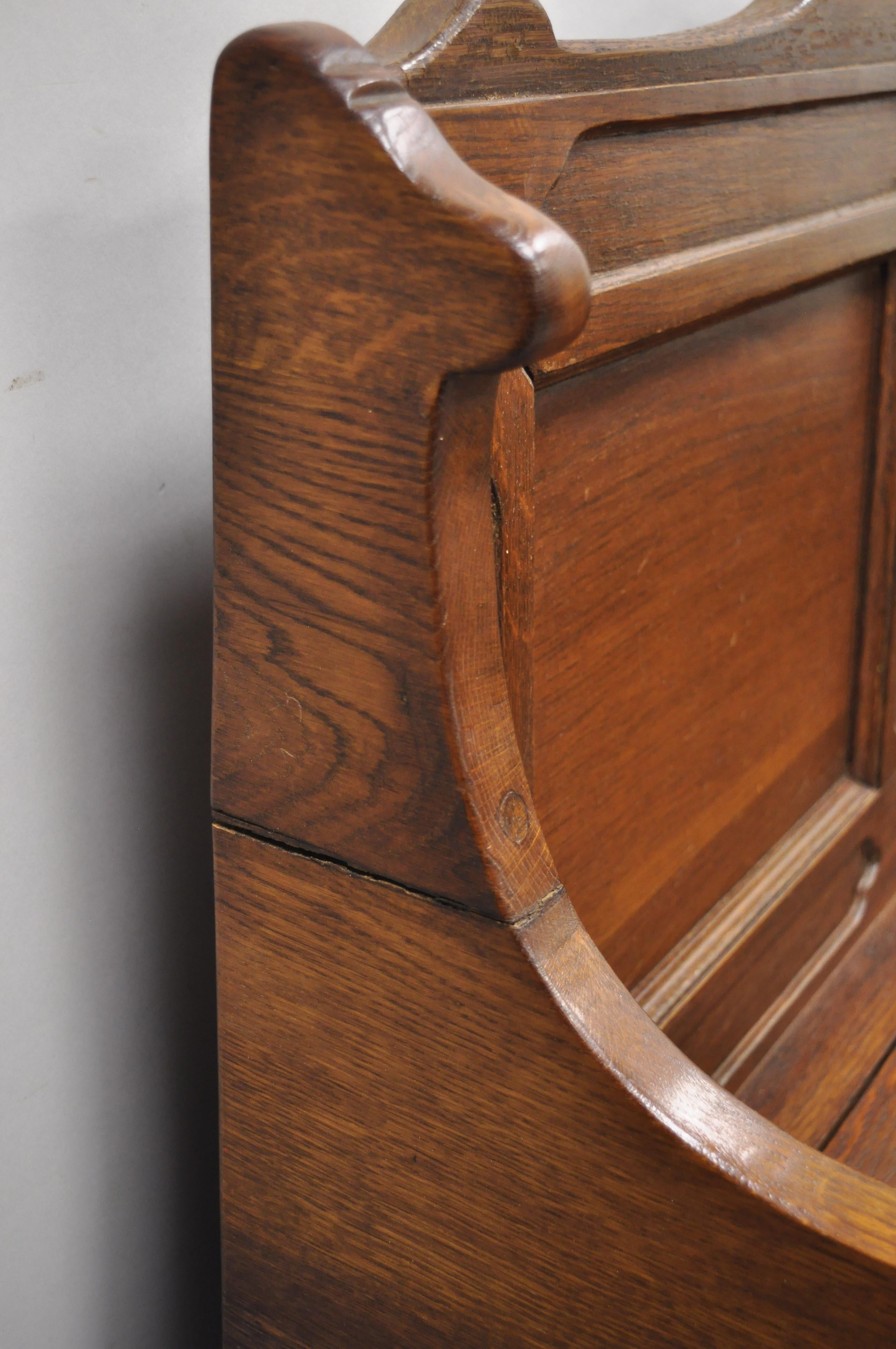 20th Century Antique English Jacobean Renaissance Revival Oak Wood Pew Bench with Storage Lid