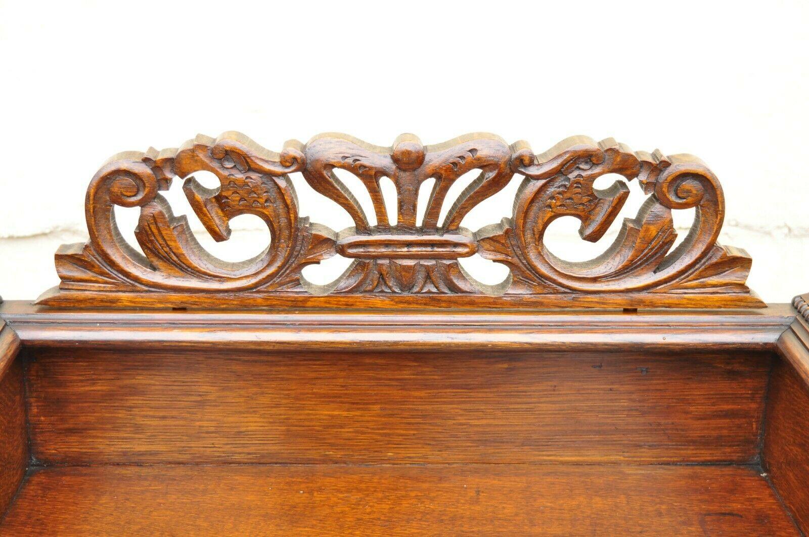 Antique English Jacobean Renaissance Spiral Barley Twist Oak Sideboard Buffet In Good Condition In Philadelphia, PA