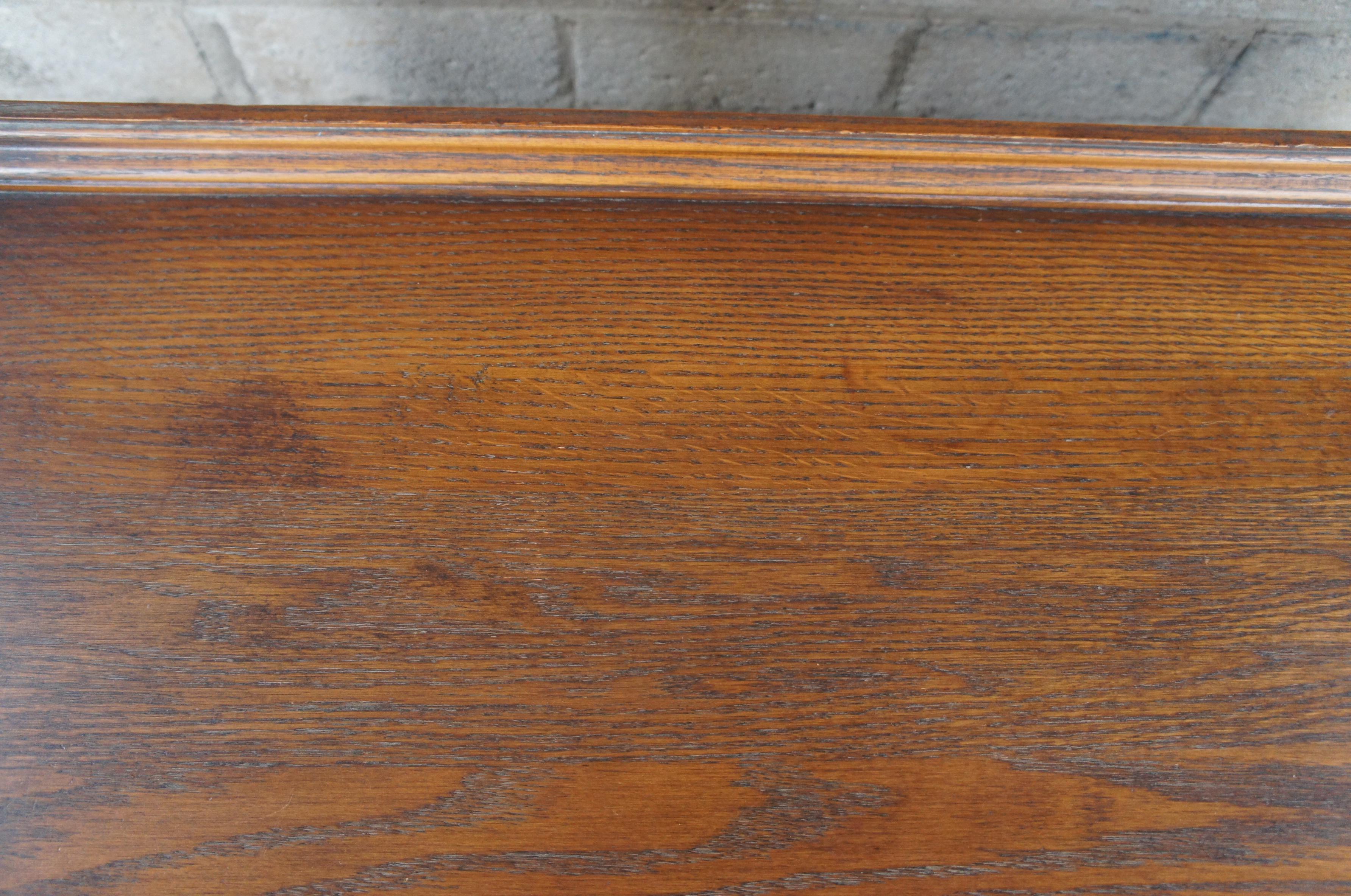 Antique English Jacobean Revival Oak Buffet Server Sideboard Console Drybar 1