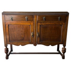 Antique English Jacobean Revival Oak Buffet Sideboard 1925–1935