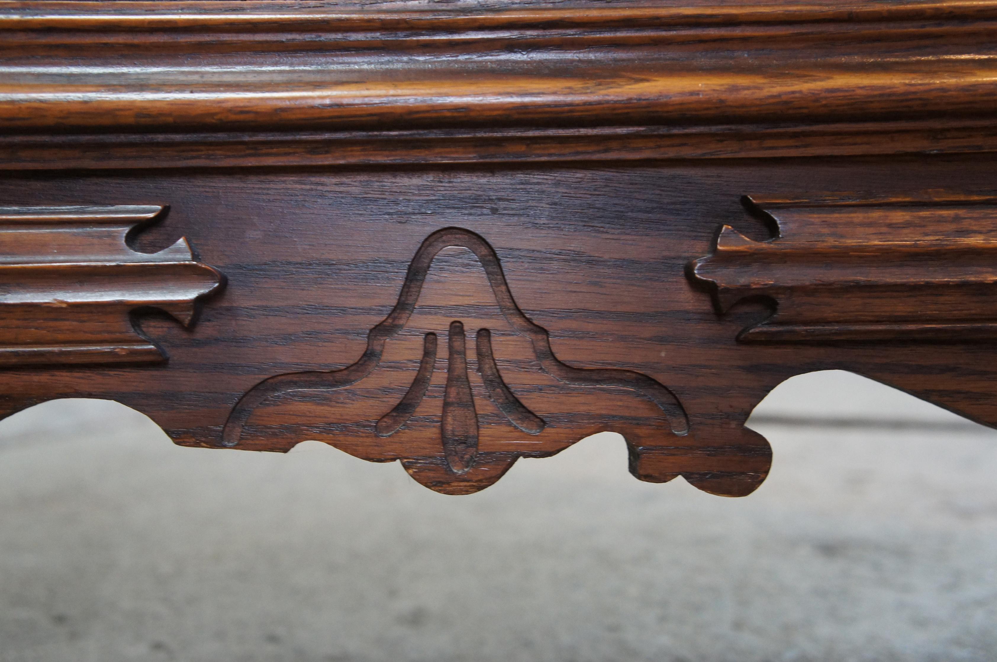 Antique English Jacobean Revival Oak Court Cupboard China Cabinet Hutch 3
