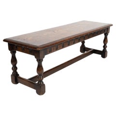 Antique English Jacobean Style Carved Oak Joint Bench Stool